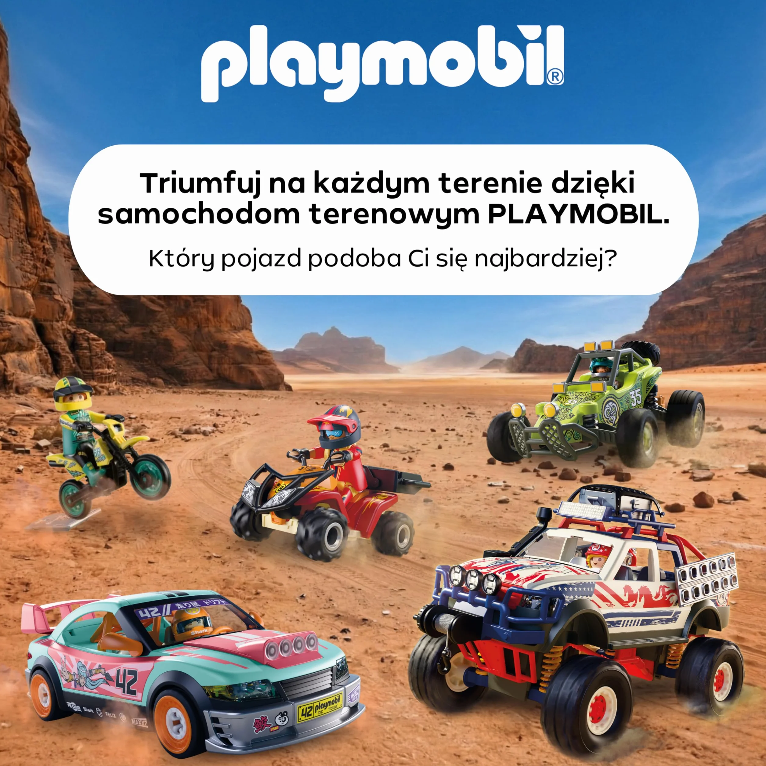 PLAYMOBIL Cars Terenowy motocykl motocrossowy z rampą do skoków 72065