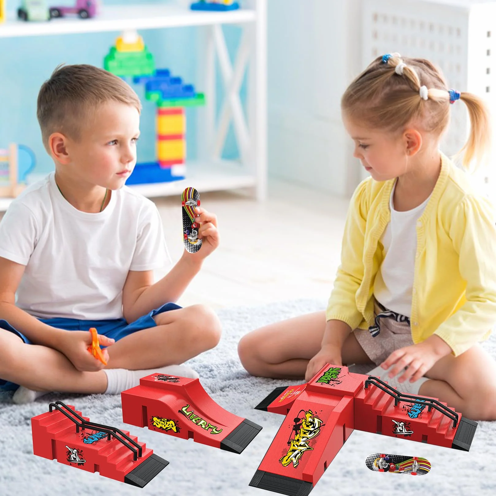 Mini Fingerboard Finger Skateboard Zestaw Akcesoriów do Rampy z 1 Deskorolką Na Palec i Zapasowymi akcesoriami Ultimate Sport Training Requisiten (A)