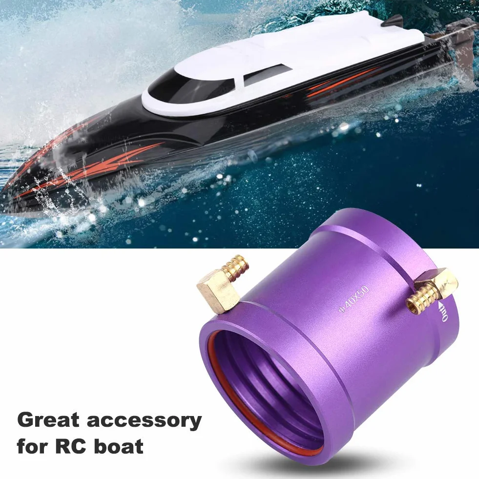 RC metalowa kurtka chłodząca wodę, 40 mm rozpraszanie ciepła woda chłodzenie M5 kurtka RC łódź chłodzona wodą adapter gwintowany zestaw akcesoriów do silnika łodzi 4074 4082 RC, fioletowa