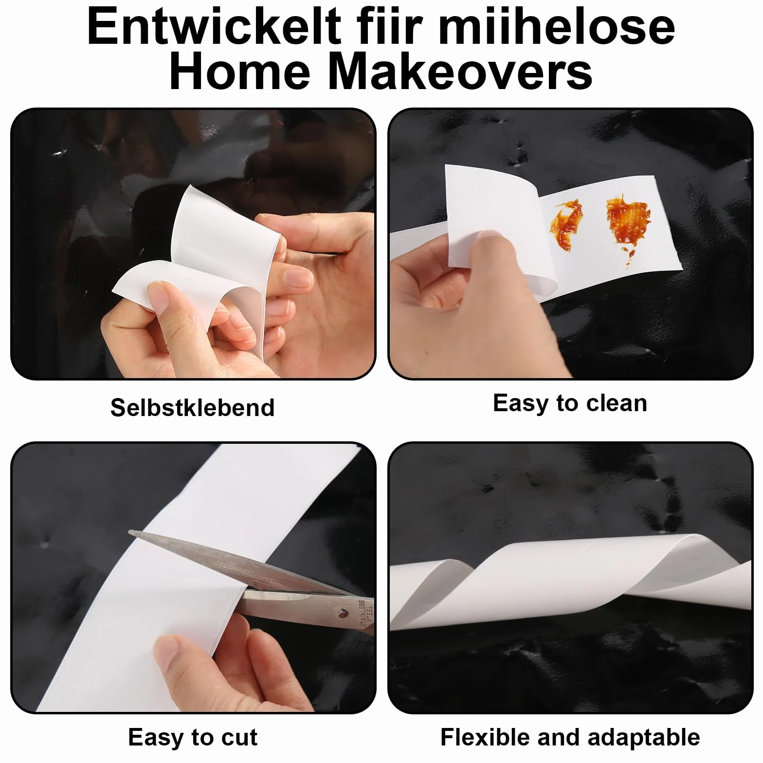 3 rolki miękkiej listwy przypodłogowej, samoprzylepna, 5 m x 5 cm, biała listwa przypodłogowa, samoprzylepna, miękka listwa przypodłogowa, elastyczna listwa przypodłogowa PCW