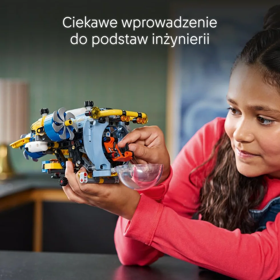 LEGO Technic Badawcza Łódź Podwodna, Konstrukcyjna Zabawka dla Dziecka do Zbudowania, Model Pojazdu z Otwieranym Kokpitem, Kreatywny Prezent dla 9-latka, dla Chłopca i Dziewczynki, Fana Nauki, 42201