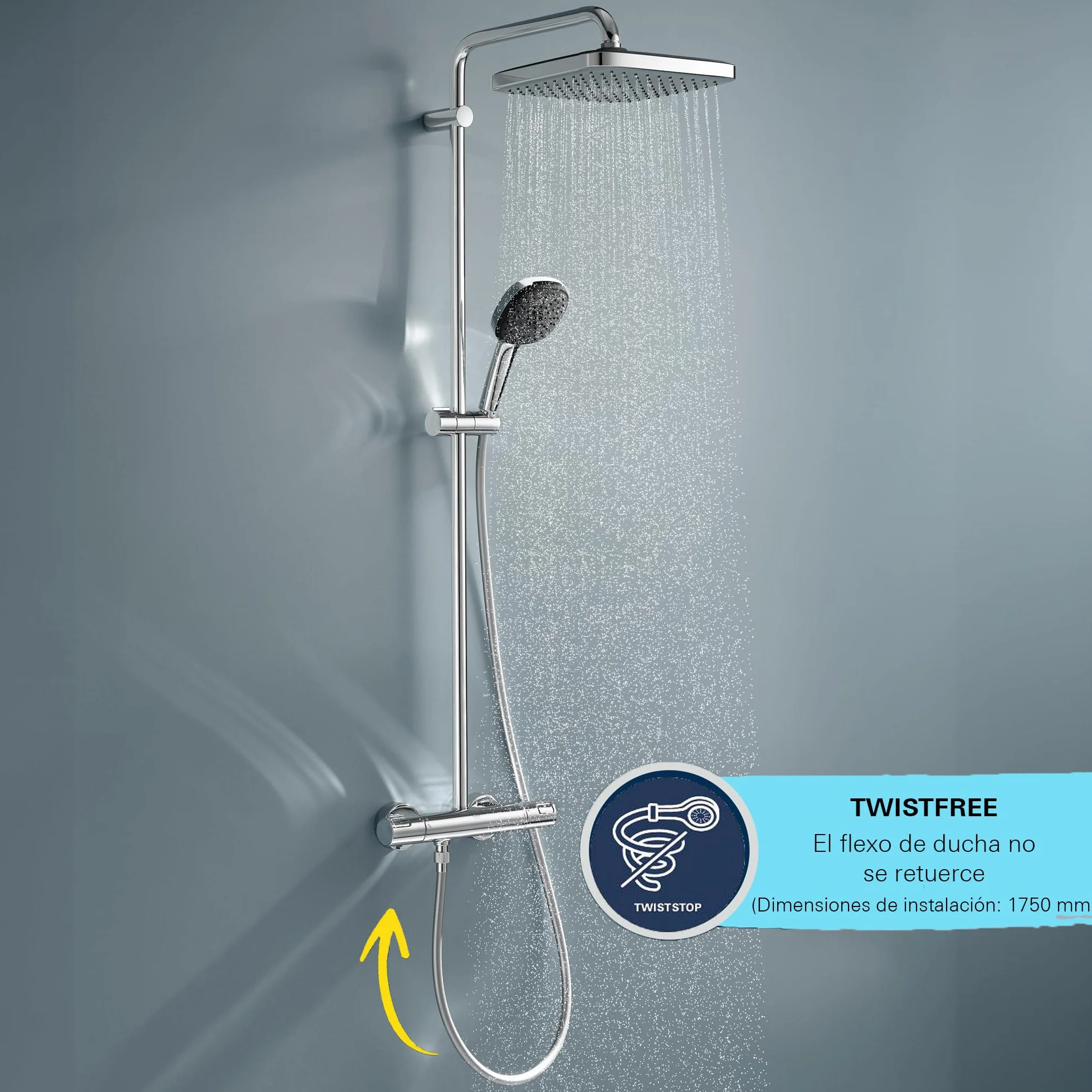 GROHE Vitalioflex Comfort 28745002 Flexo zestaw prysznicowy 1,75 m, odporny na wysokie temperatury, odporny na skręcanie, uniwersalne złącze, instalacja QuickFix, chrom