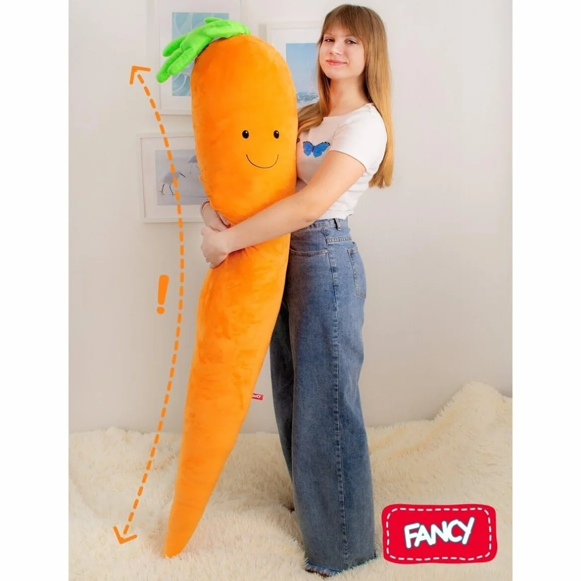 FANCY Gigantyczna Maskotka Pluszowa Marchewka 190 cm (160 cm marchewki + 30 cm naci) - Duży Pluszak XXL, Prezent dla Dzieci i Dorosłych, Marchewka Pluszowa 2 m