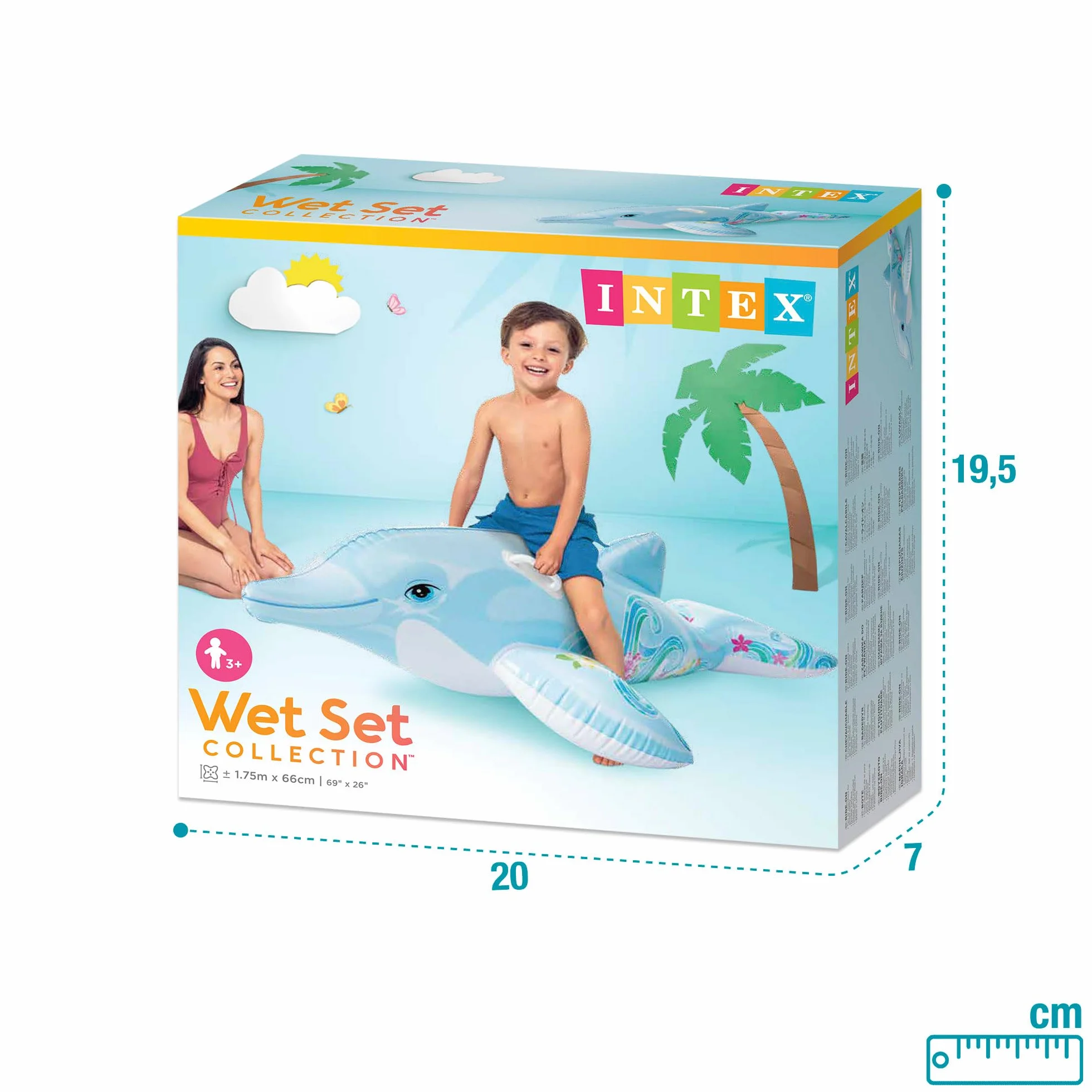 Intex 58535NP 58001 Delfin, niebieski, 1,75 m x 66 cm / 69 x 26 cm