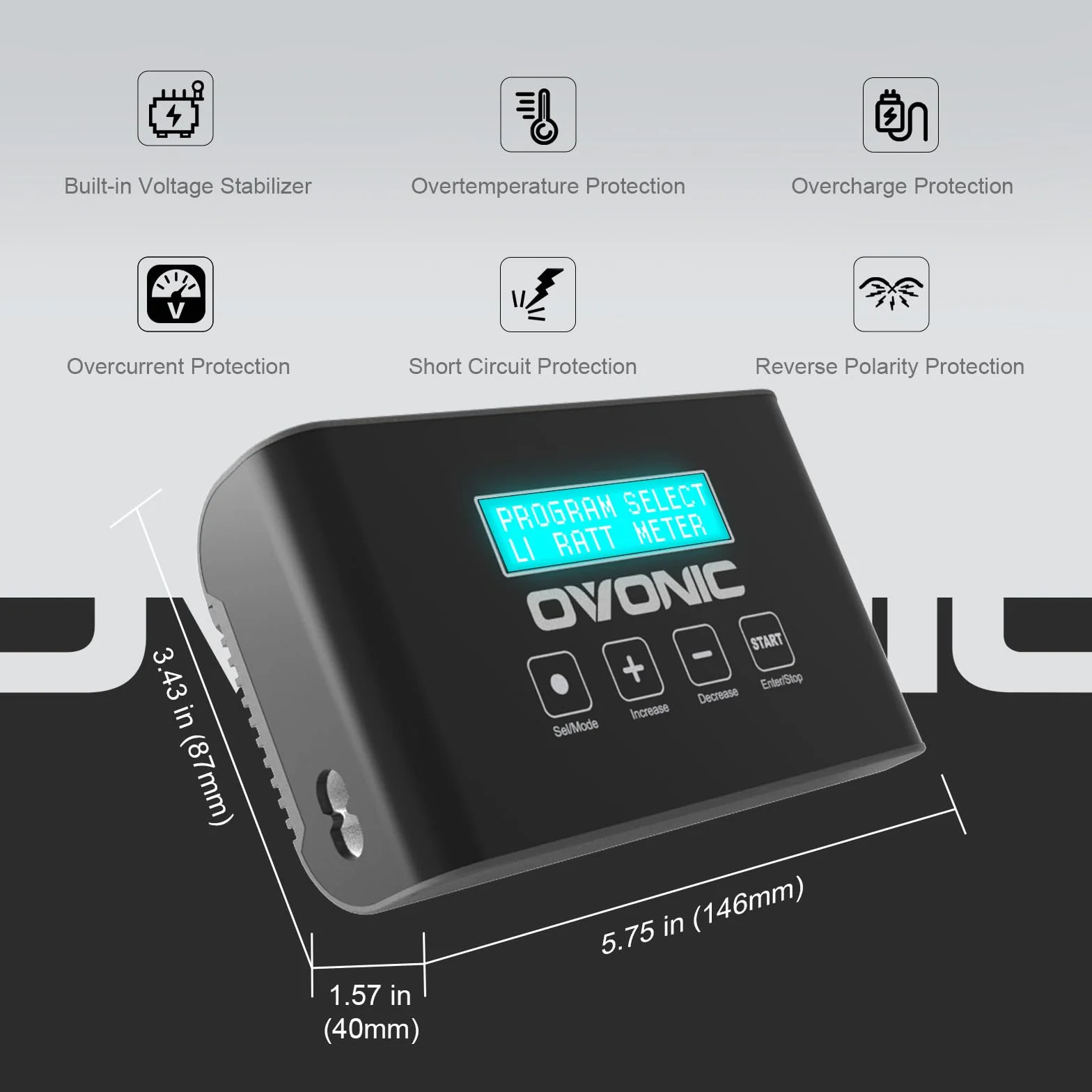 OVONIC Mate1 RC ładowarka akumulatorowa 100W 10A Smart XT60 Balance 2-6S LiIon/LiPo/Life 3-18S NiMH