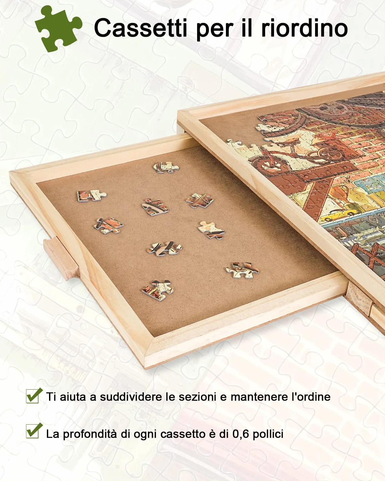 1500 elementów obrotowa deska do puzzli z szufladami i pokrywą, 87 x 64 cm - przenośny stół do puzzli dla dorosłych, taca obrotowa Lazy Susan