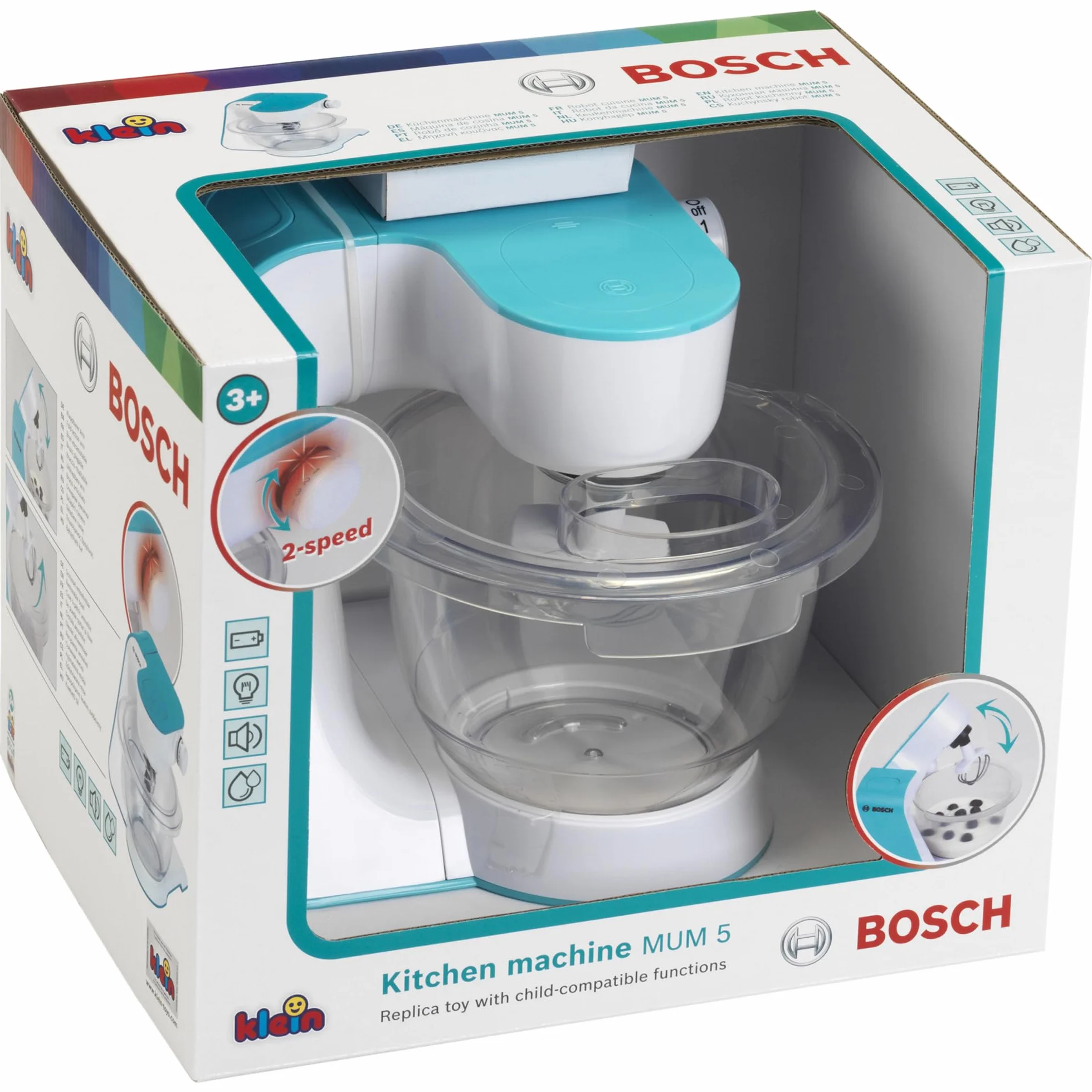Theo Klein 9521 Robot kuchenny Bosch | Dziaajcy na baterie robot kuchenny o dwóch prdkociach | Wymiary: 20 cm x 22 cm x 20 cm I Zabawki dla dzieci od 3. roku ycia