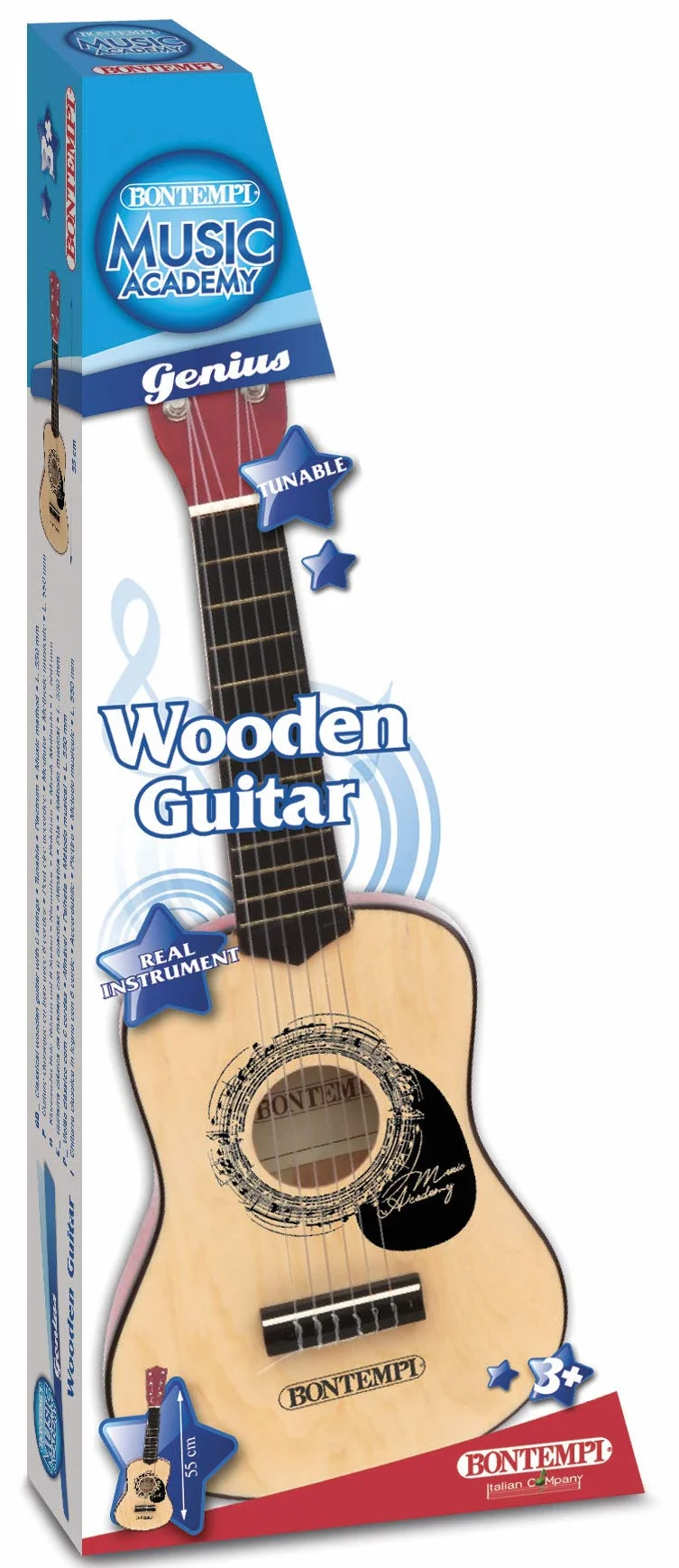 Bontempi | WoodHarmony - Klasyczna gitara drewniana 55 cm do autentycznych muzycznych przygód, brązowa
