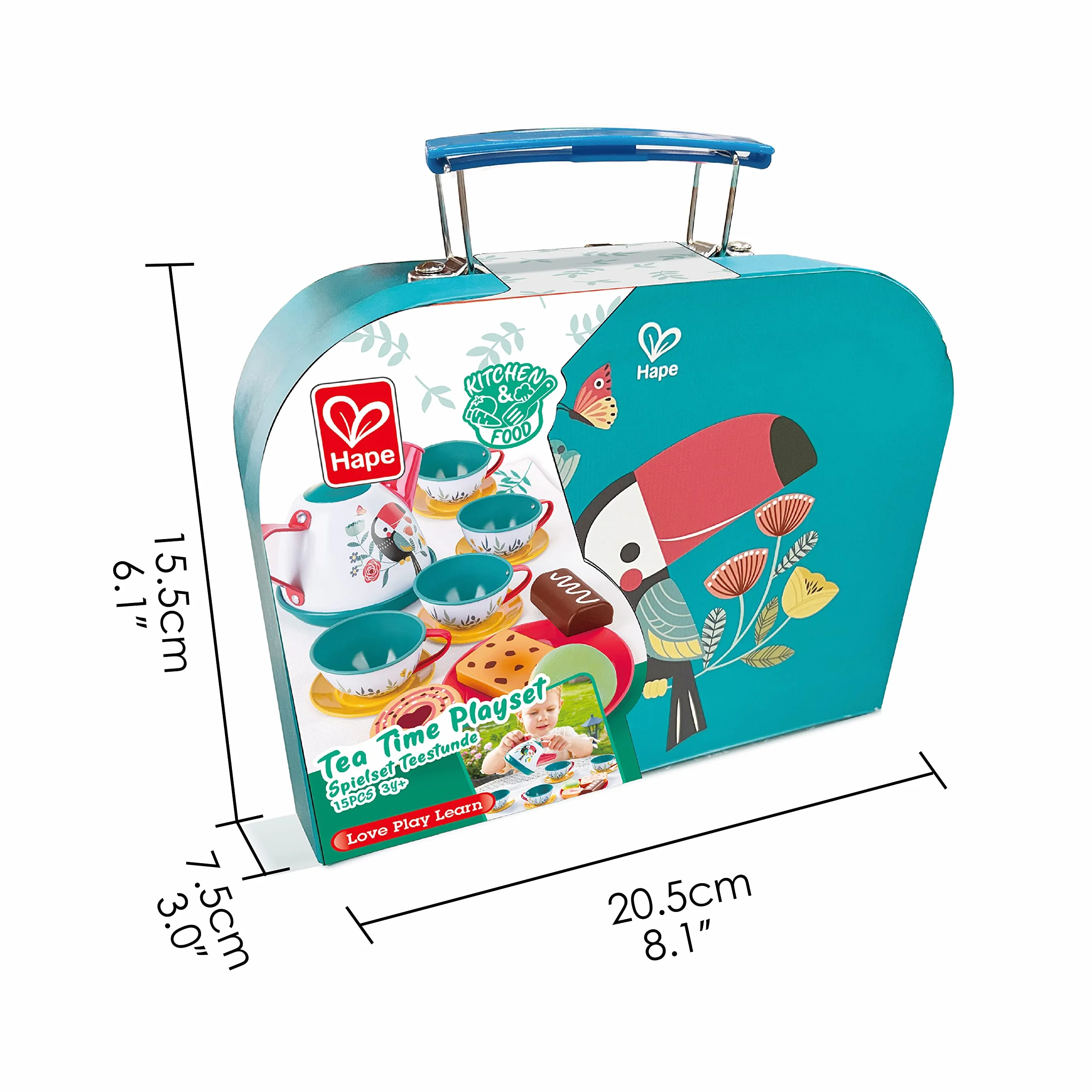 Hape Zestaw do zabawy na herbatę, zestaw do herbaty z walizką, akcesoria kuchenne, również w podróży