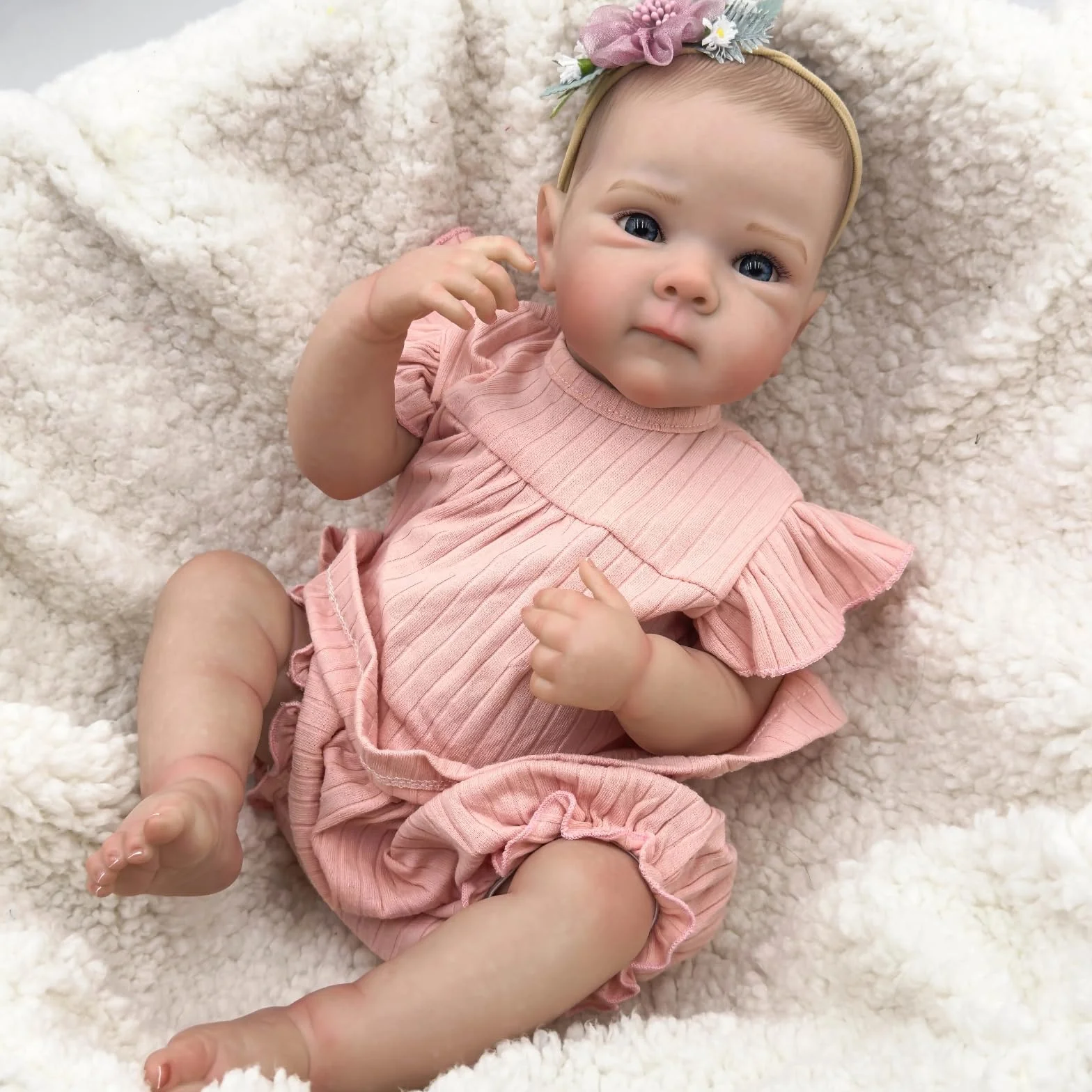 MineeQu 19 cali Realistyczna Lalka Reborn, Wyglądająca Prawdziwie, Pełne Ciała z Winylu, Ręcznie Pomalowane Włosy, Żywotna Noworodek