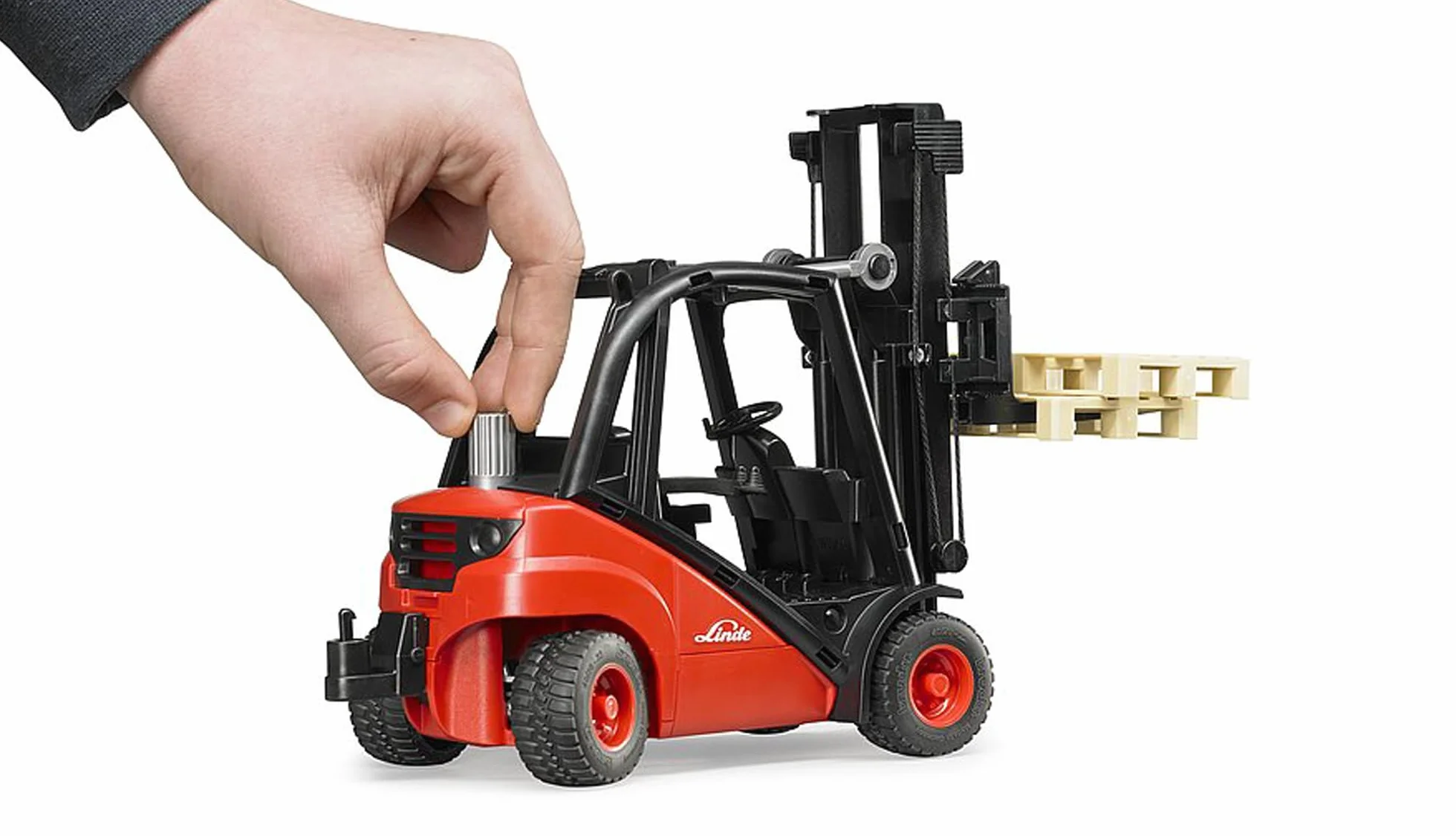 bruder 02511 - Wózek widłowy Linde H30D z hakiem holowniczym i 2 paletami - 1:16 Pojazd, Wózek widłowy, Spedycja i logistyka, Gospodarstwo rolne