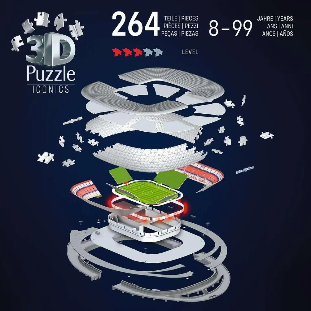 3D Puzzle Iconics: Allianz Arena - mit Licht: Eine wahre Ikone im 3D Puzzle Modellformat