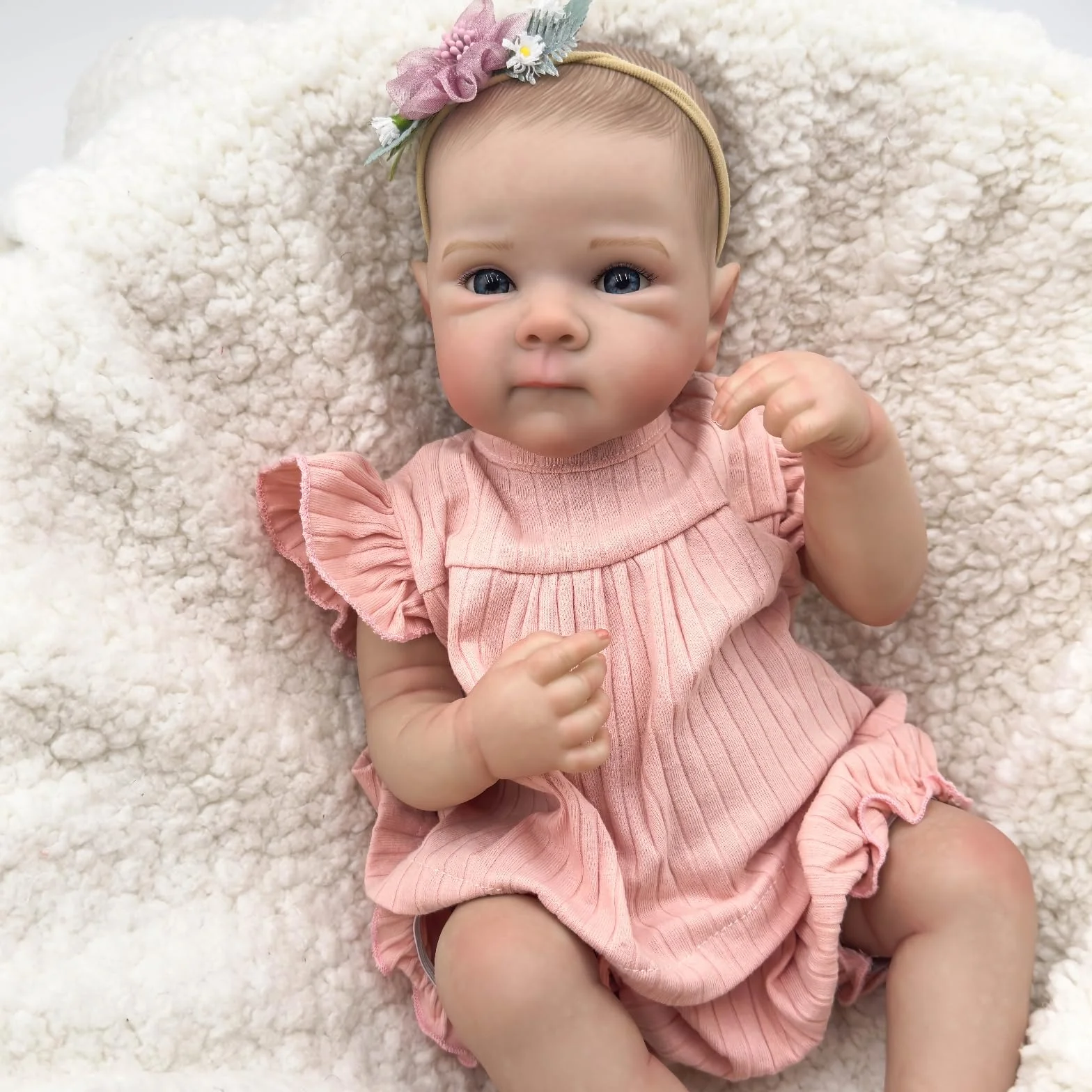 MineeQu 19 cali Realistyczna Lalka Reborn, Wyglądająca Prawdziwie, Pełne Ciała z Winylu, Ręcznie Pomalowane Włosy, Żywotna Noworodek