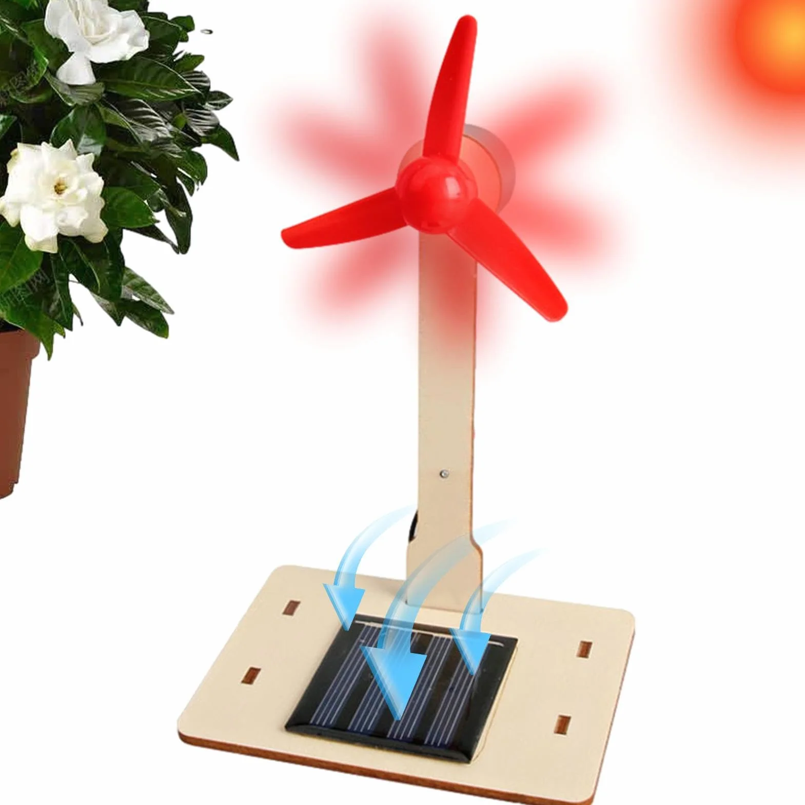 Wiatrak zasilany energią słoneczną | DIY turbina wiatrowa zasilana energią słoneczną, zabawki solarne edukacja zabawna zabawka prezent do dekoracji wnętrz ozdoba ogrodowa