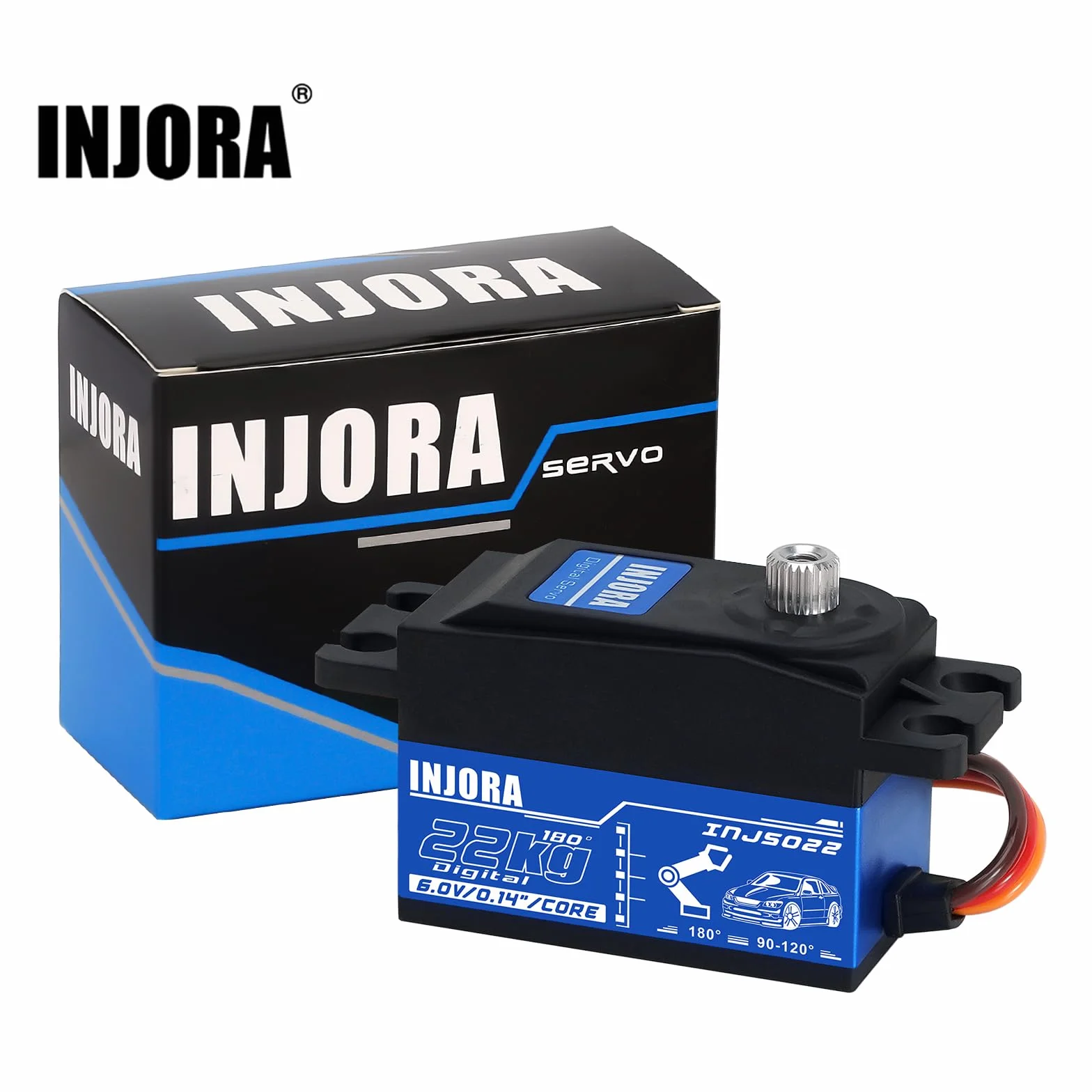 INJORA INJS022 22 kg niskoprofilowy cyfrowy serwo do samochodów RC 1/10 i modeli robotów