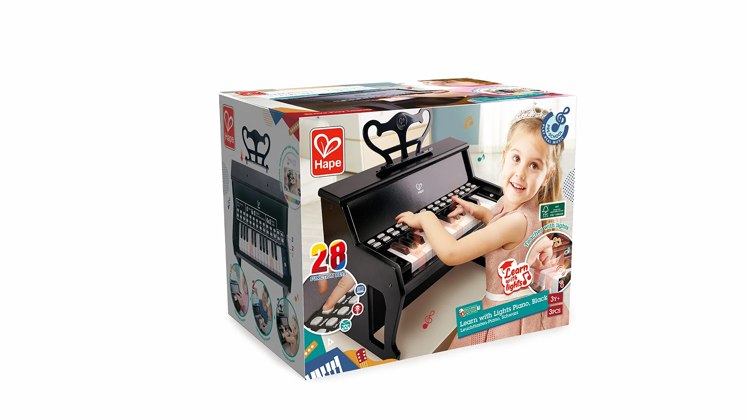 Hape Ucz się z Lights Piano, czarny