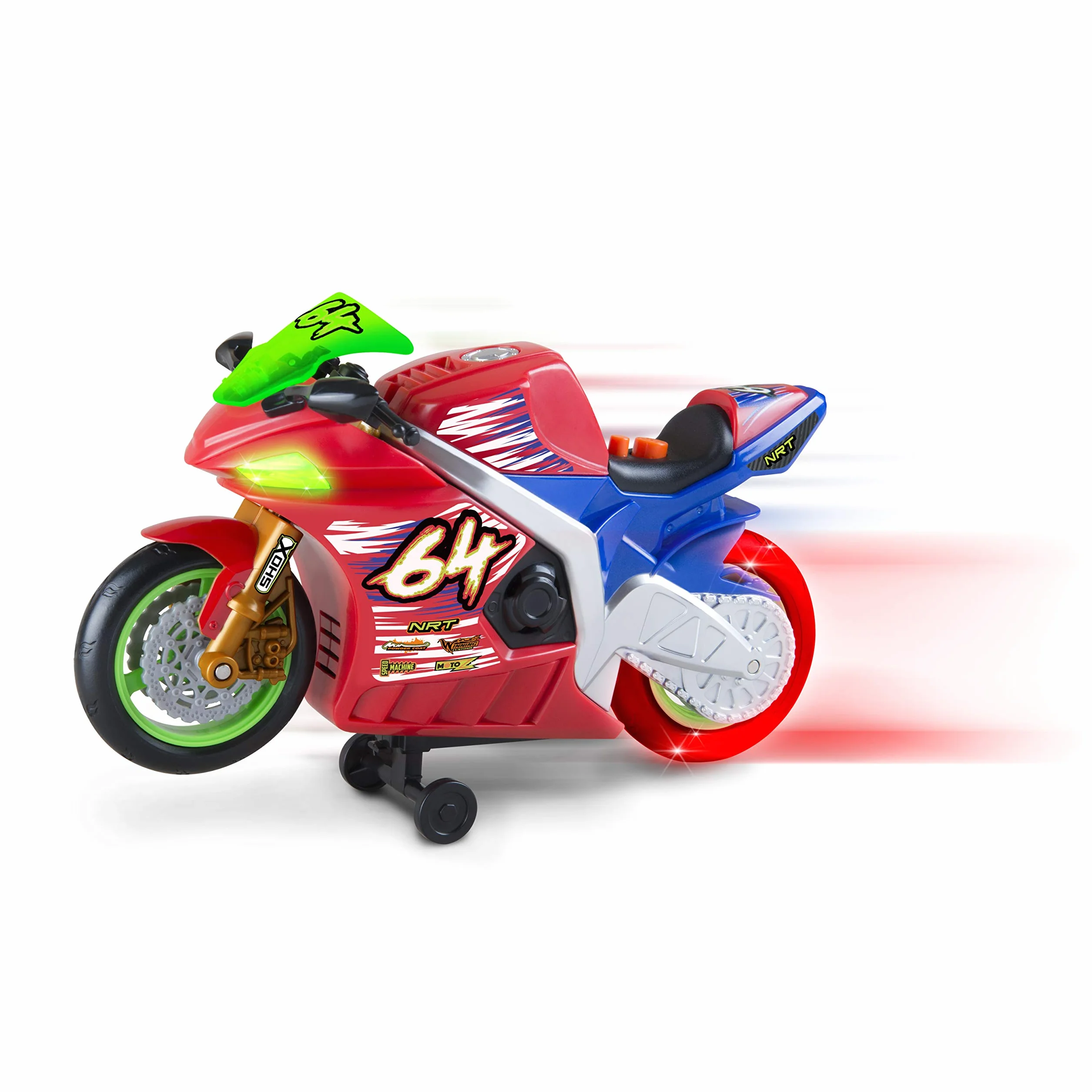 Nikko 20031 Road Rippers Wheelie motocykl wyścigowy porusza się po naciśnięciu przycisku, przednie koło unosi się, świecące koła, efekty świetlne i dźwiękowe, łącznie z bateriami, dla dzieci od 3 lat,