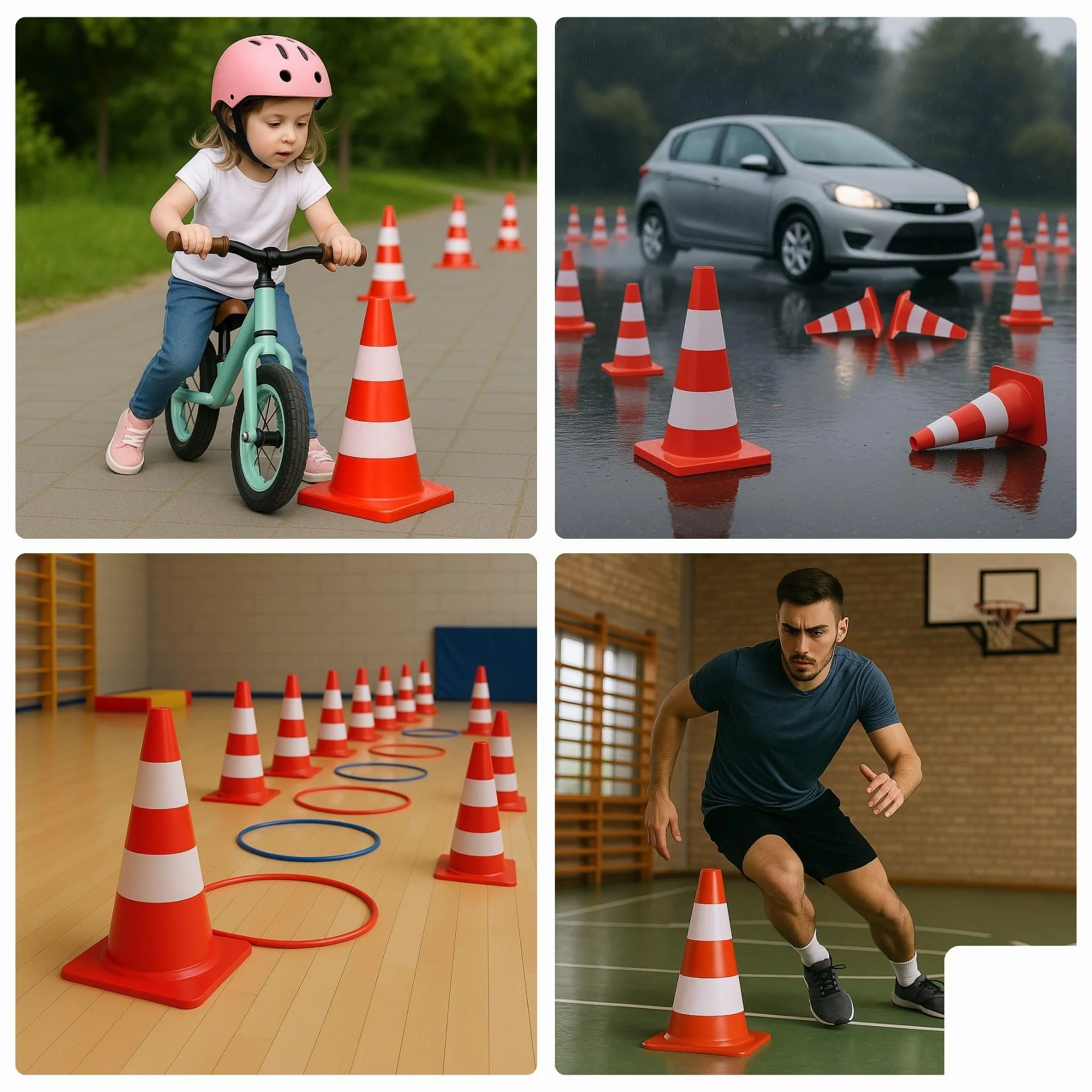 Perel Stożek drogowy, do wyznaczania obszaru strefy, czerwono-biały, do użytku rekreacyjnego, 50 cm