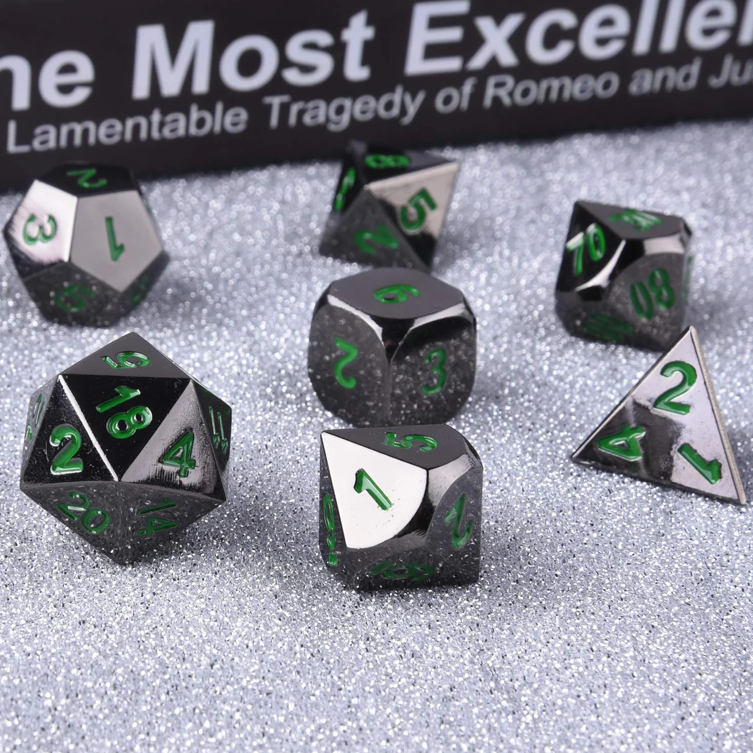 SIQUK Metalowe kości wielościenne 7-matrycowe z metalową obudową do Dungeons and Dragons RPG Dice Gaming D&D i nauczanie matematyki