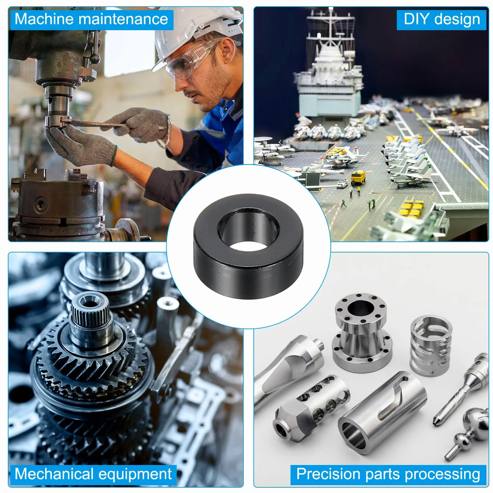 PATIKIL Aluminiowe podkładki dystansowe M6, 6 szt. metalowych przekładek aluminiowych, średnica 6,2 mm x 12 mm średnica zewnętrzna x 5 mm L, aluminiowa śruba dystansowa, okrągła do śrub 1/10.2 cm lub