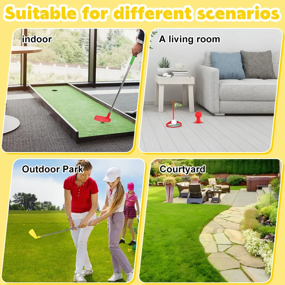 Zestaw do mini golfa dla dzieci, 12 szt., mini golf do domu, mini golf z piłkami i wysuwanymi kijami golfowymi dla dzieci, zabawka dla dzieci do użytku na zewnątrz i wewnątrz