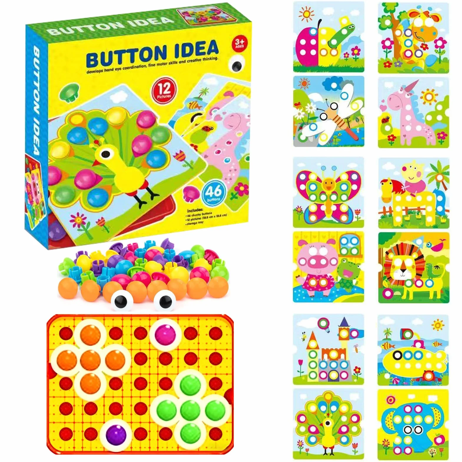 Cylora Montessori Toys Mozaika zabawka dla dzieci od 2 lat, do nauki kolorów, prezent dla dziewcząt lub chłopców, gra w dobór kolorów, zabawka edukacyjna