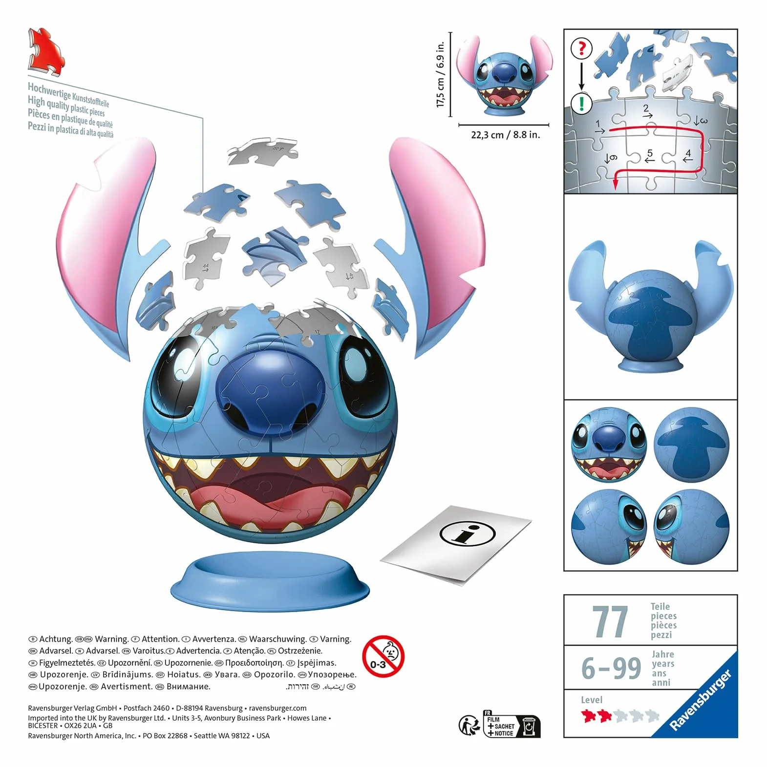Ravensburger Puzzle 3D Kula Disney Stitch z uszami