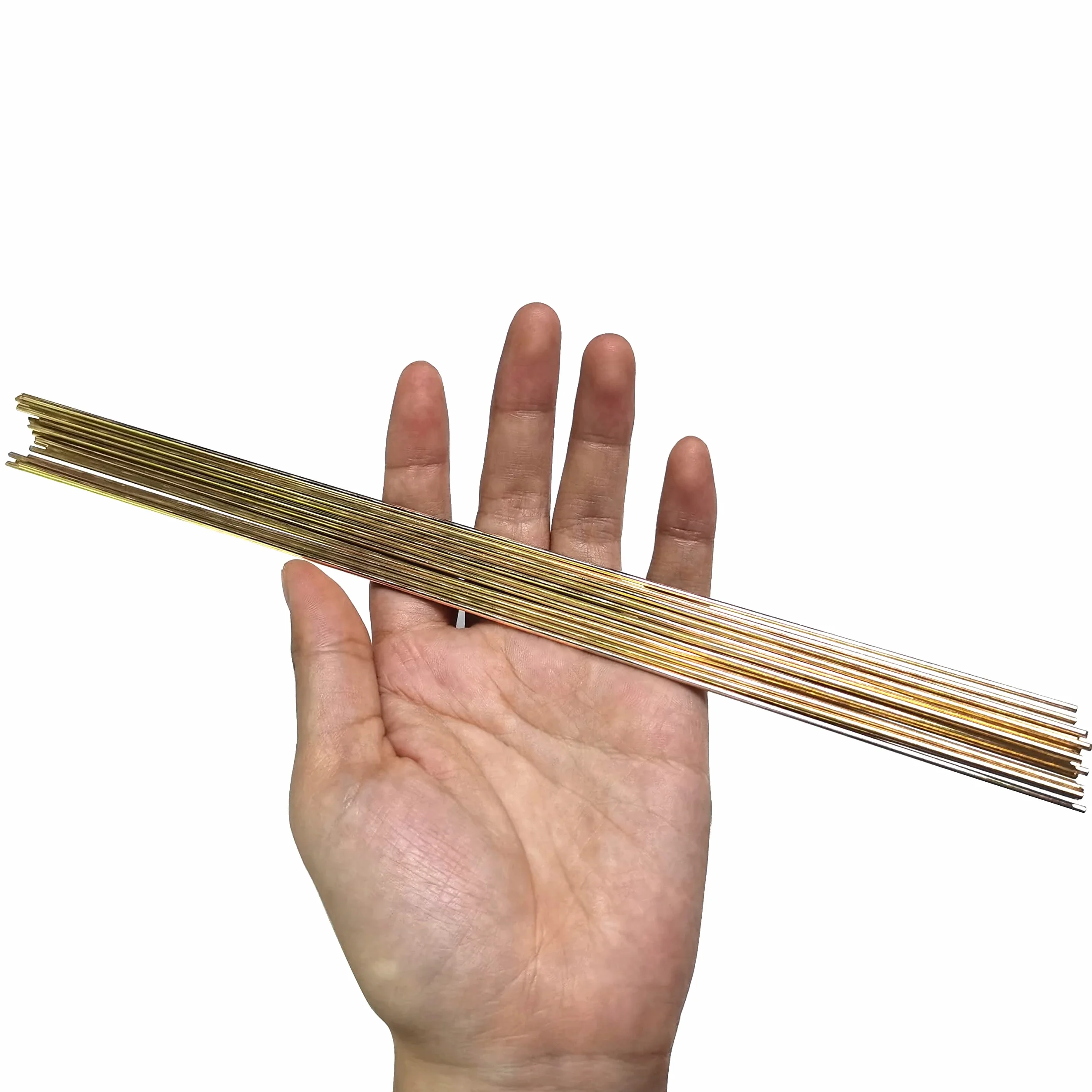 20 sztuk prętów spawalniczych złote mosiężne pręty lutownicze do naprawy akcesoriów spawalniczych materiały eksploatacyjne do lutowania 1,6 mm x 240 mm, 865℃ ~ 890℃ temperatura topnienia