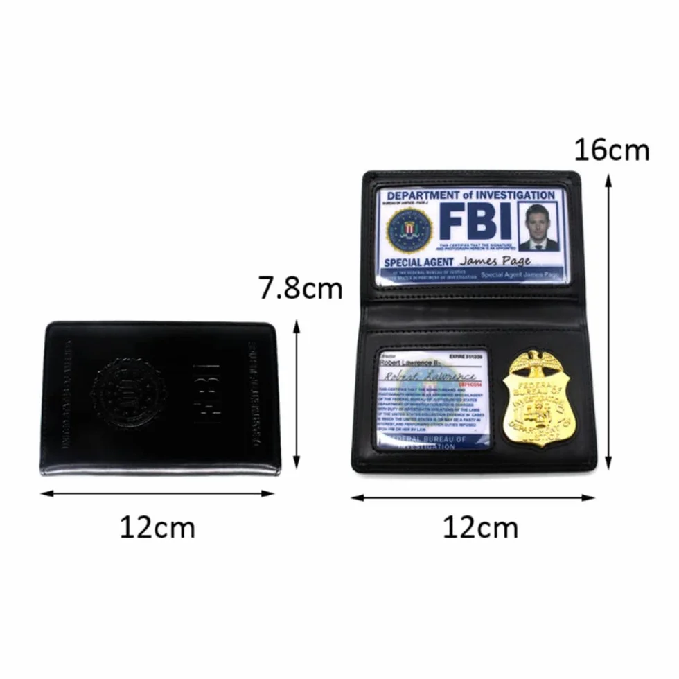 Nowość FBI odznaka do odgrywania ról rekwizyty FBI etui na karty skórzany portfel odznaka policyjna specjalny tajny agent identyfikator posiadacz Halloween impreza akcesorium prezent