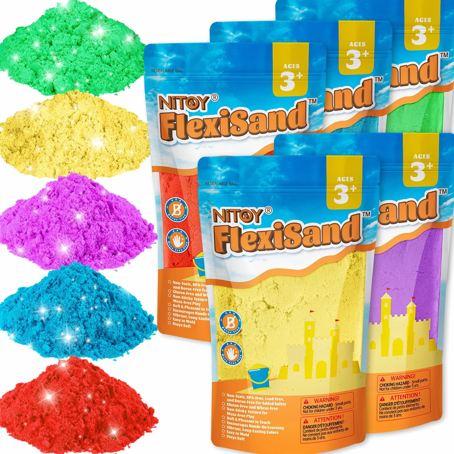 NiToy Magic Sand 5 kg zestaw 5 kolorów sensoryczna zabawka do piasku dla dzieci od 3 lat