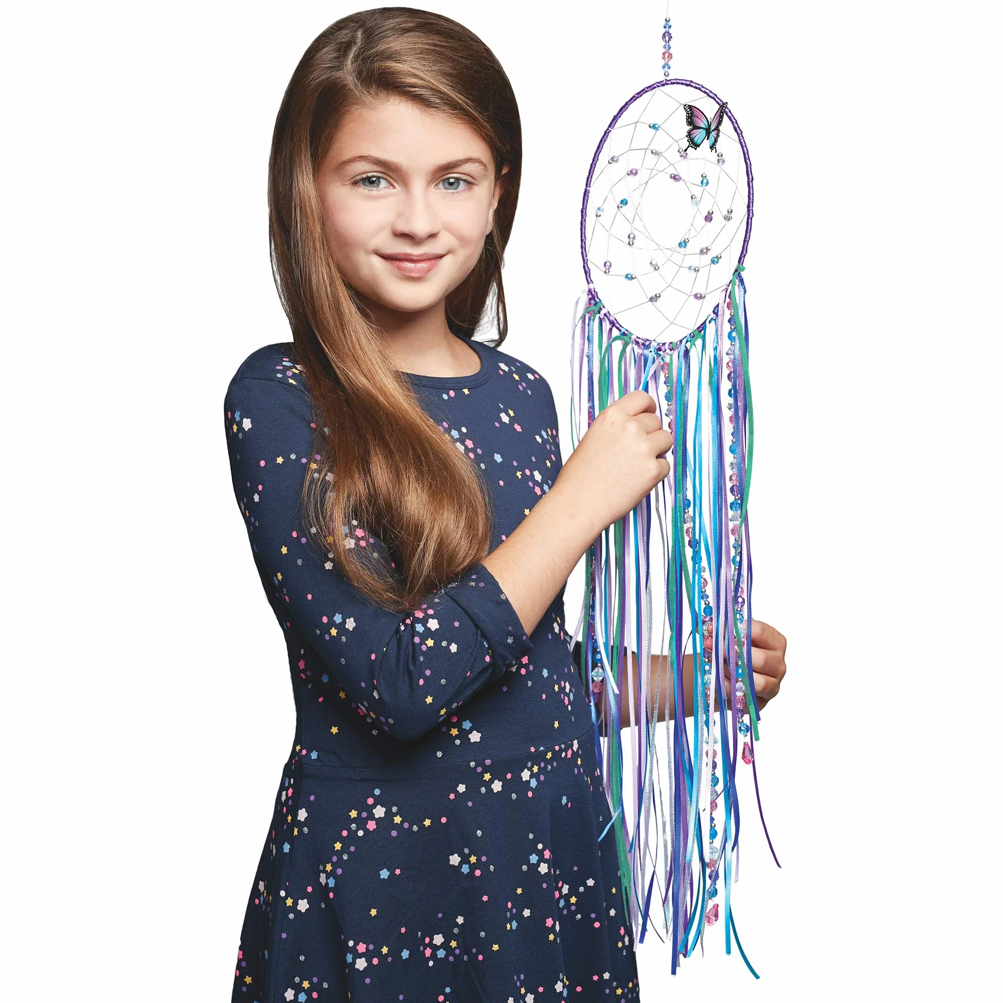 Make It Real – DIY Dreamcatcher. Make Your Own Dream Catcher Arts and Crafts Kit for Tween Girls. Includes Dream Catcher Hoop, Strings and Ribbons, Beads, Butterfly Pin and More