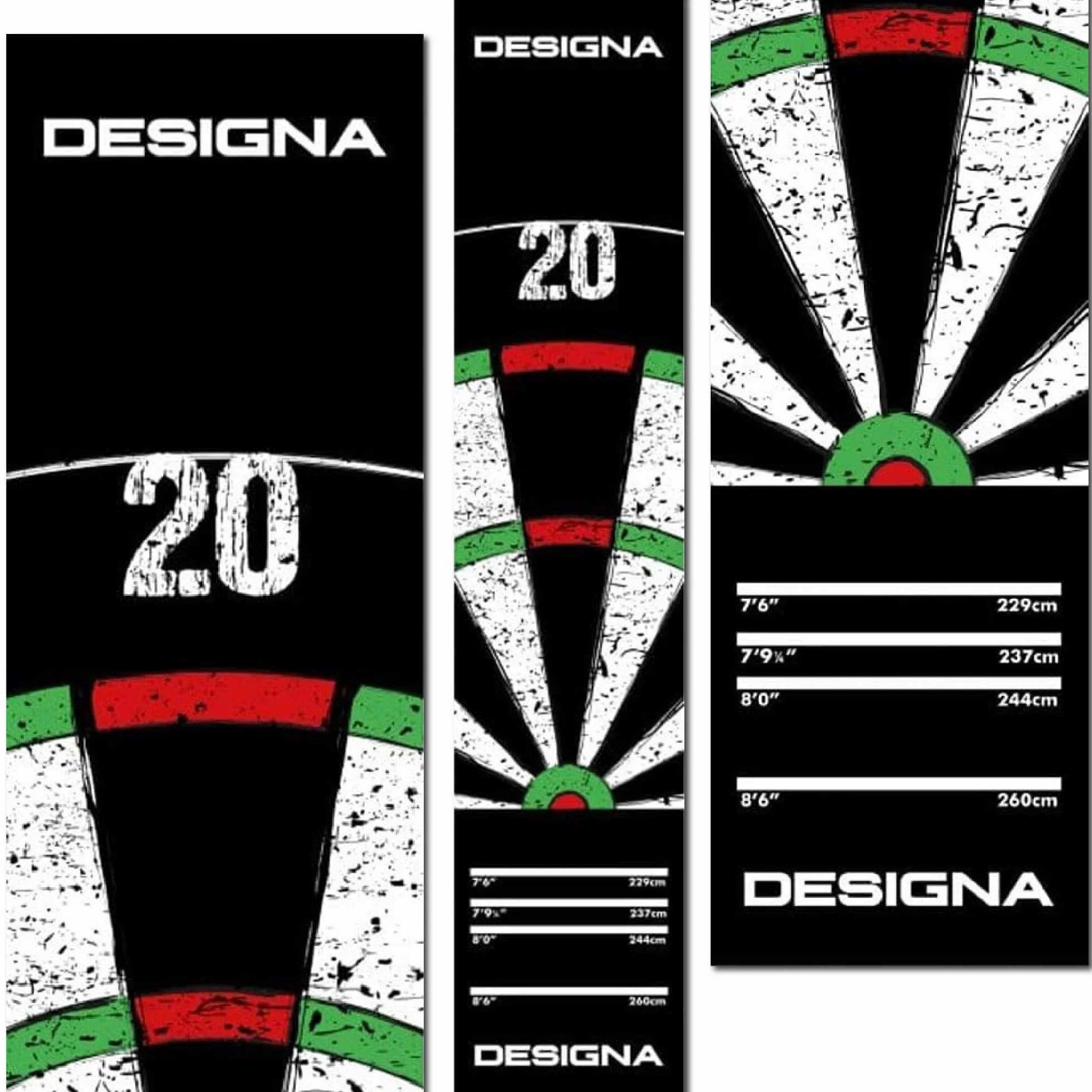 Designa Darts MAT43, antypoślizgowa mata do rzutek, podwójna góra, 290 cm x 60 cm