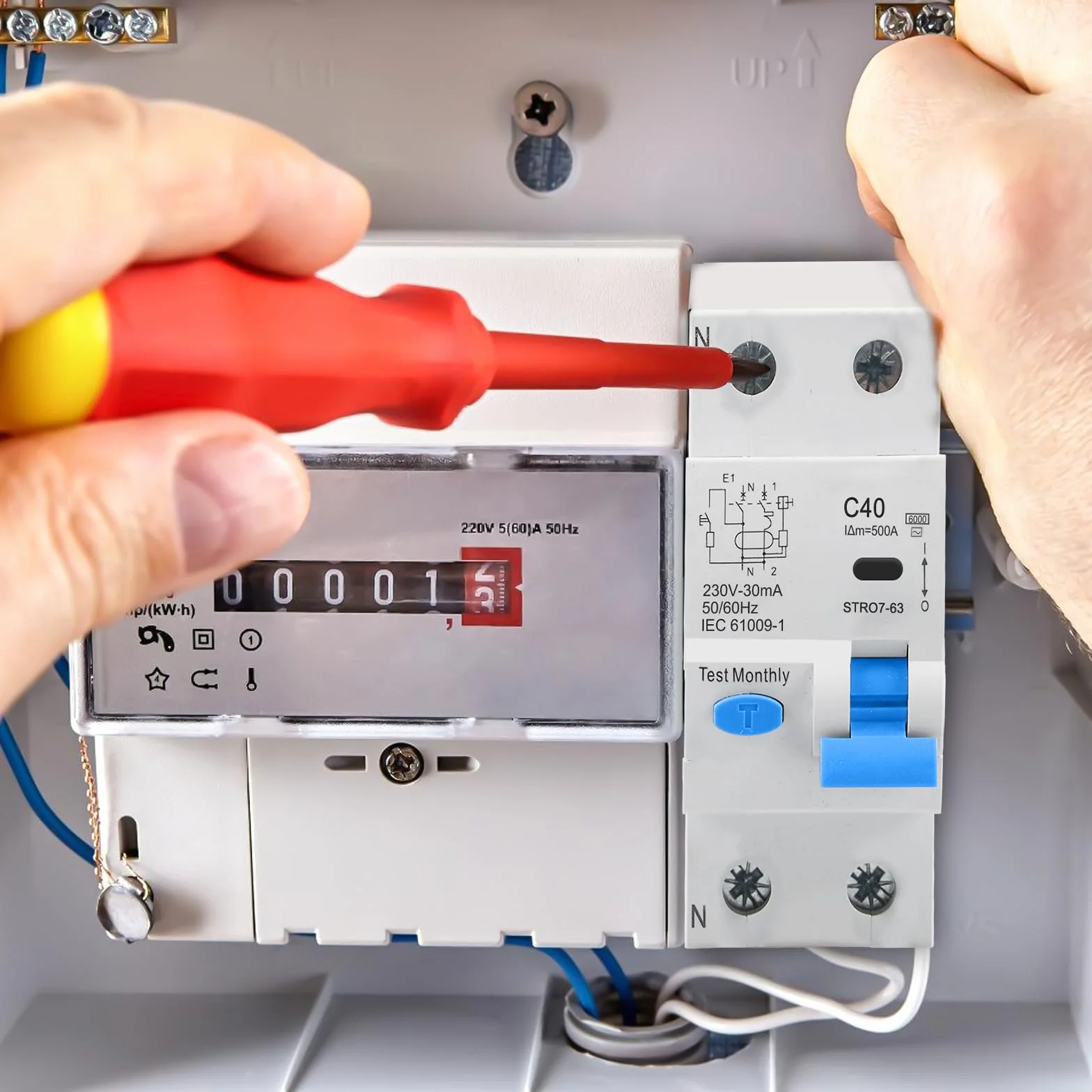 Wyłącznik różnicowoprądowy FI/LS, wyłącznik różnicowoprądowy AC 230 V 30 mA 1P+N 6 kA, wyłącznik nadprądowy z RCBO 16 A RCD, typ A 0,03 A bezpiecznik automatyczny wyłącznik