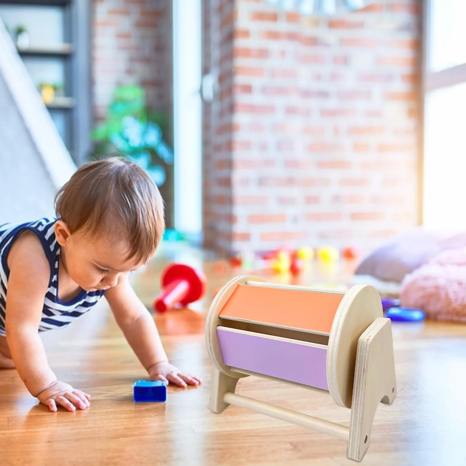 Maxentico Montessori sensoryczna obracająca się zabawka bębnowa