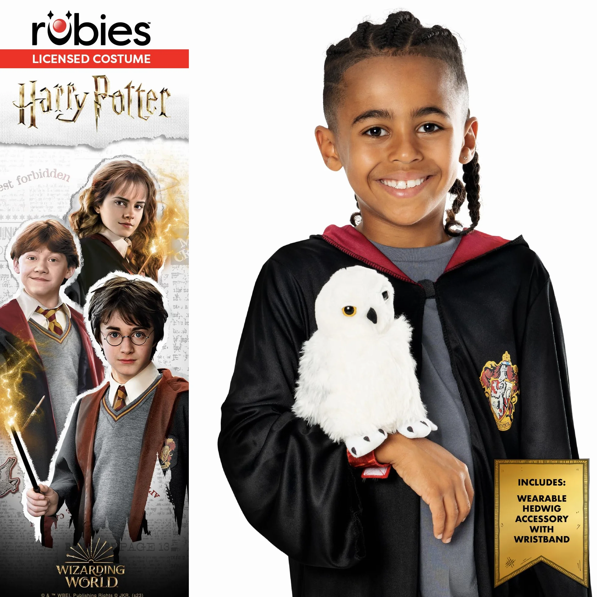 Rubies Pluszowa zabawka Hedwig Oficjalna Harry Potter, rekwizyt i dodatek do kostiumu na Halloween, karnawał, Boże Narodzenie, urodziny