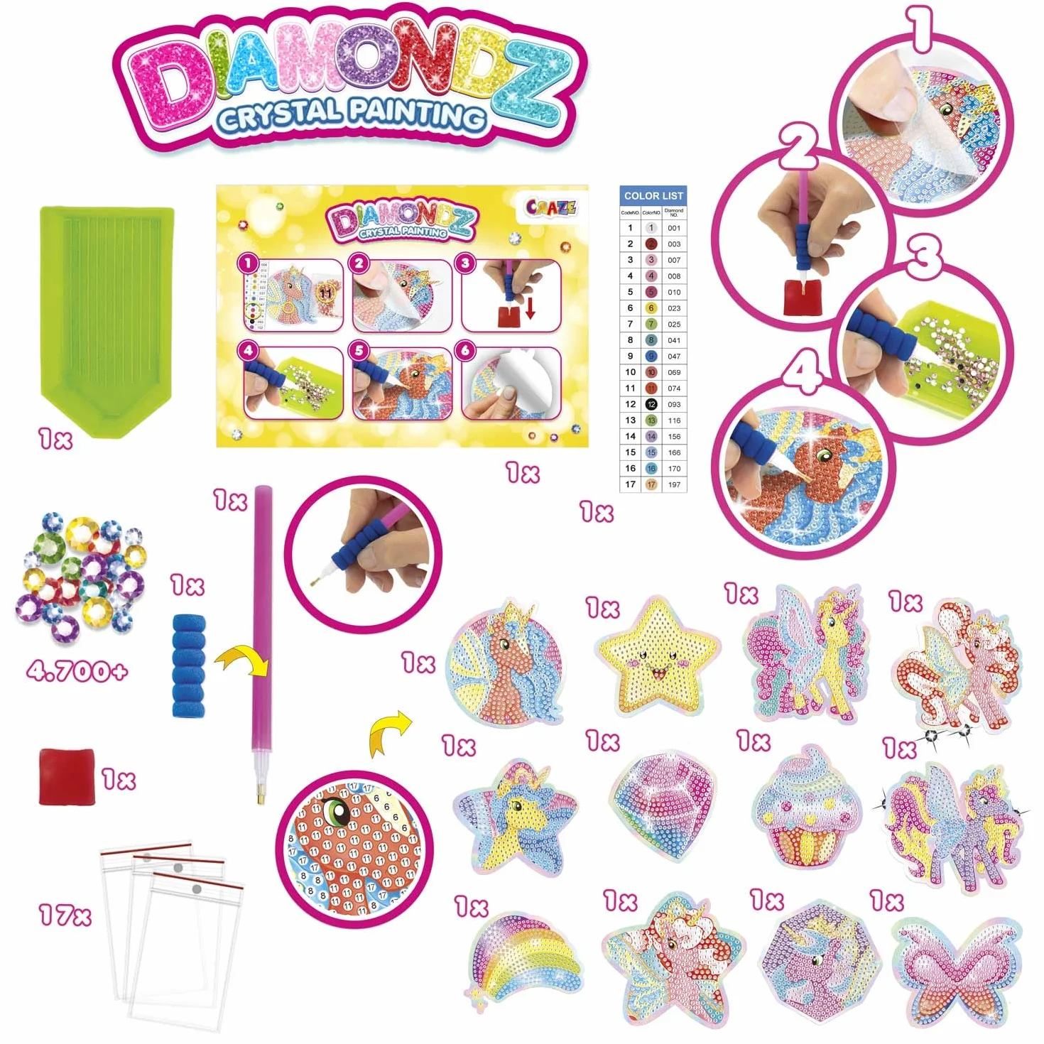 DIAMONDZ CRYSTAL PAINTING Mega Zestaw Naklejek Galupy Unicorn – Diamond Painting Naklejki dla Dzieci Zestaw z Jednorożcem Galupy