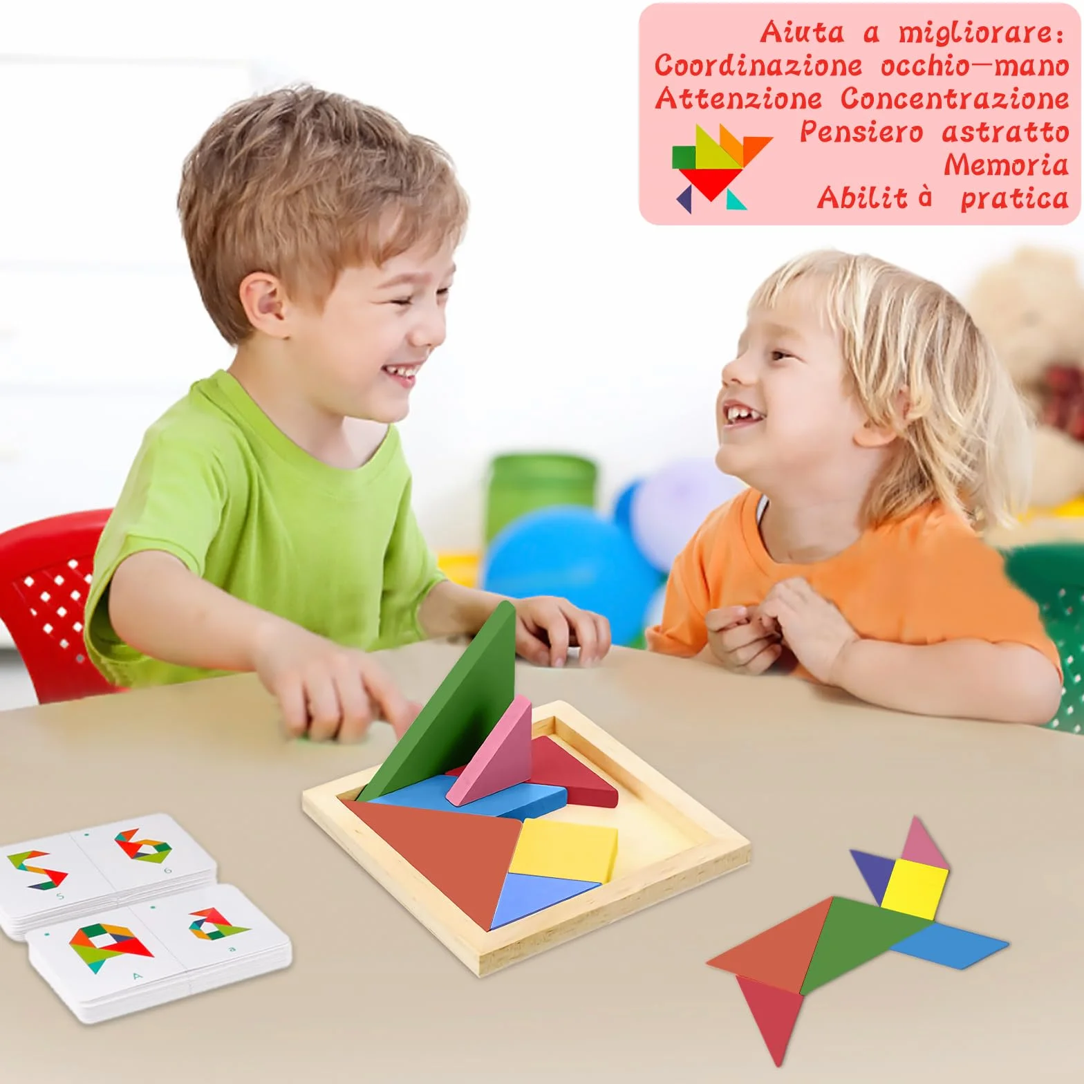 Tangram zestaw 24 gadżetów na urodziny dziecka, prezenty urodzinowe dla dzieci, fantastyczna gra logiczna, Tangram puzzle, prezenty dla dzieci