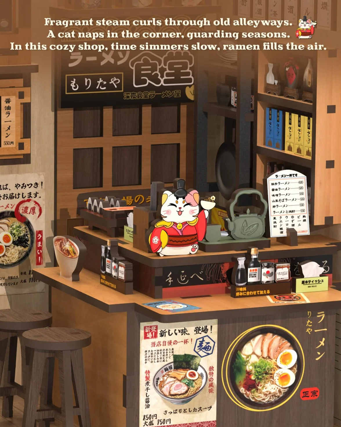 CUTEBEE Book Nook Kit-Domek dla Lalek dla Dorosłych,Przytulna Japońska Noodle Bar,DIY Miniaturowy Dom z Oświetleniem LED,Deko na Półkę,Idealny Prezent (Morita-Ya)