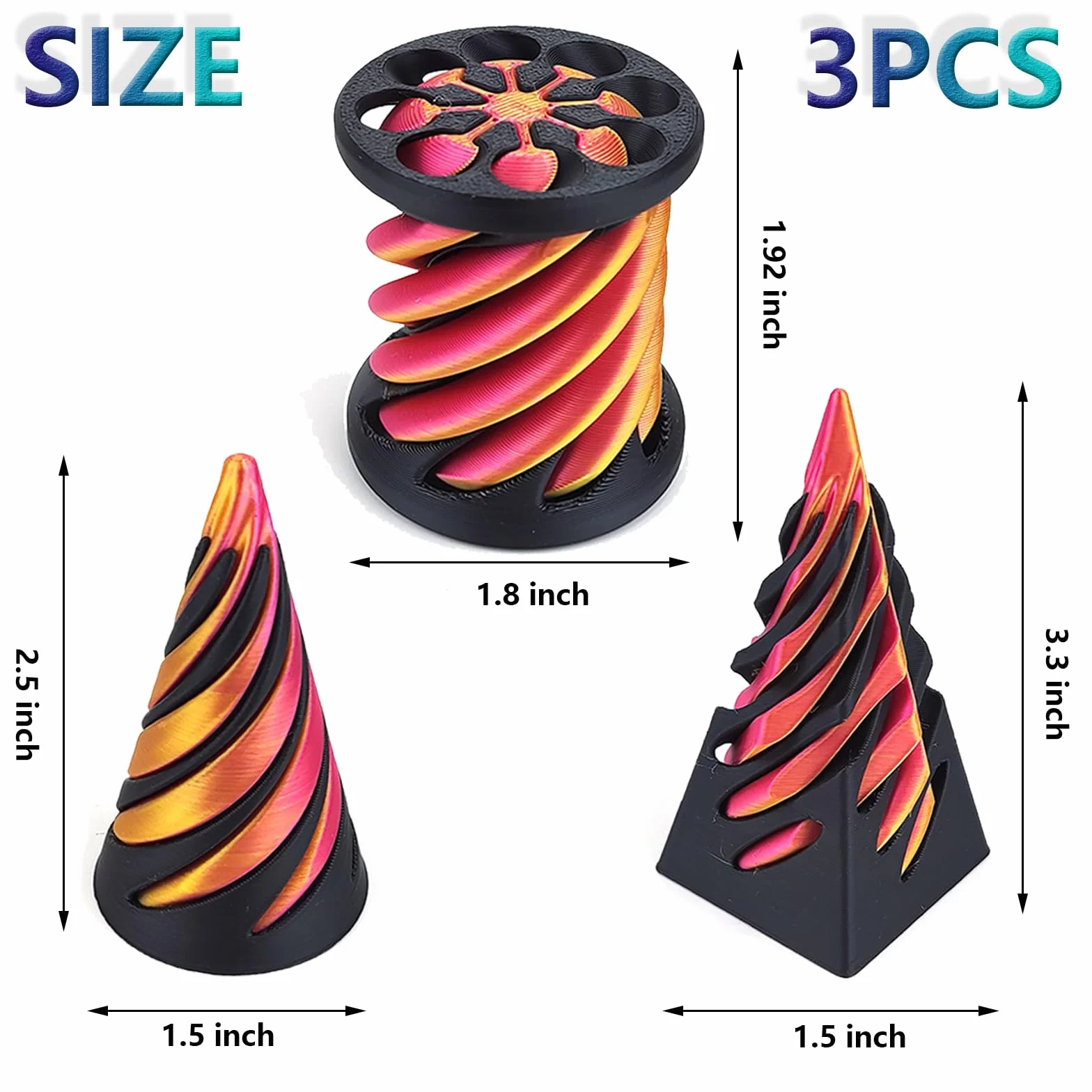 Zabawka fidget spiralny stożek 3D The Impossible Cone Pyramid antystresowa dla dorosłych