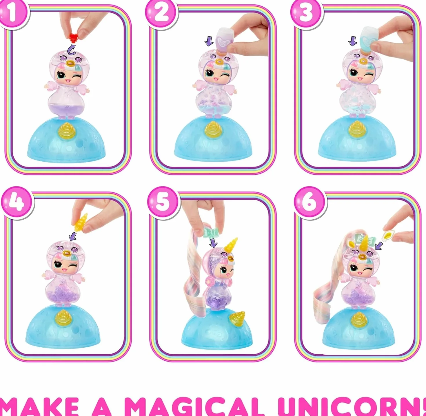 L.O.L. Surprise! Unicorns Tots - z 1 lalką z lampą lawową i przezroczystymi funkcjami, pudełko niespodzianka, 8 lalek do zebrania, zawiera 2 kolorowe mikstury, dla dzieci w wieku 4+