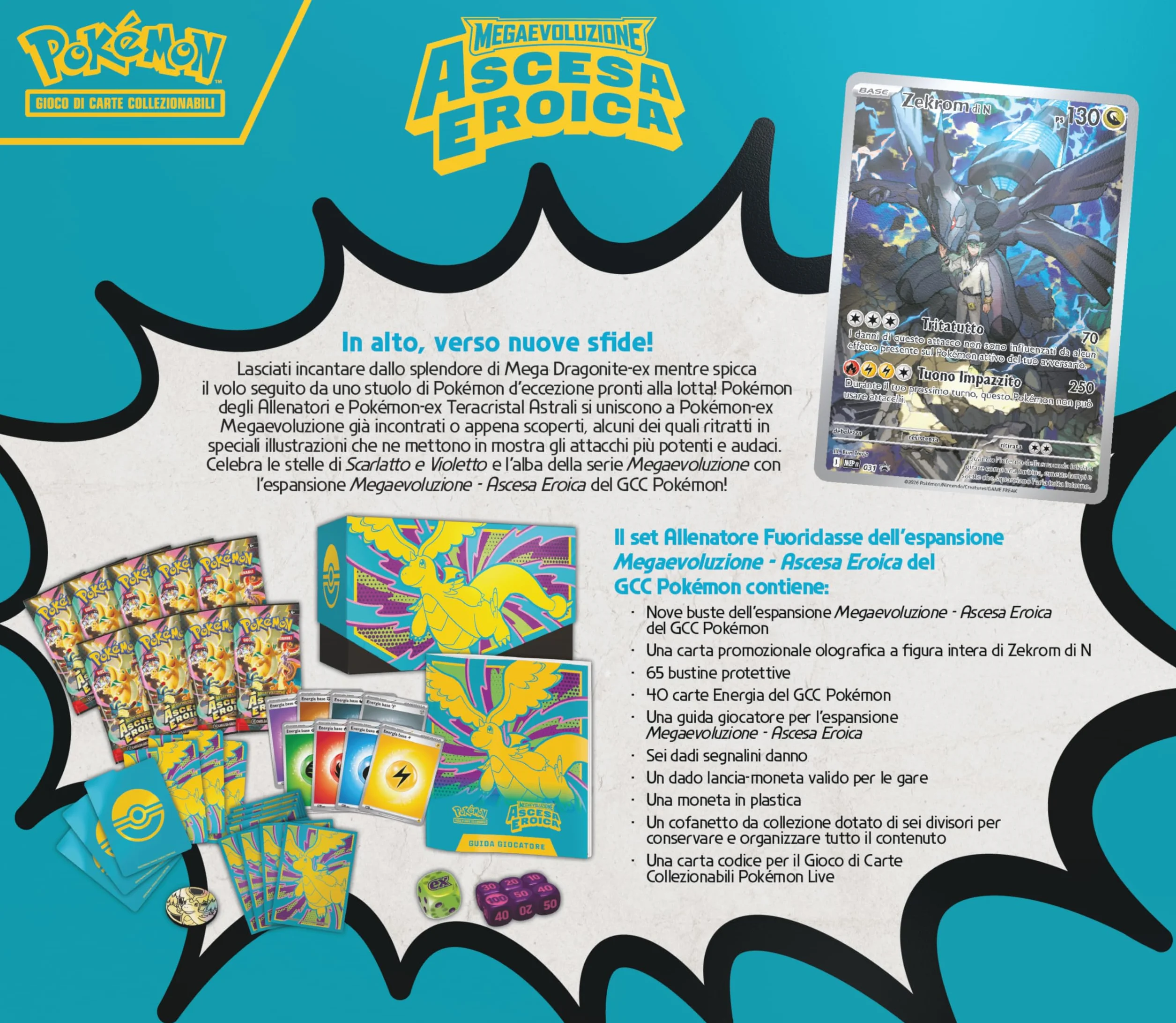 Pokémon: Megaewolucja Expansion Trener - Heroiczne powstanie GCC Pokémon (jedna karta promocyjna na pełnej długości, dziewięć worków rozszerzeń i akcesoria premium)