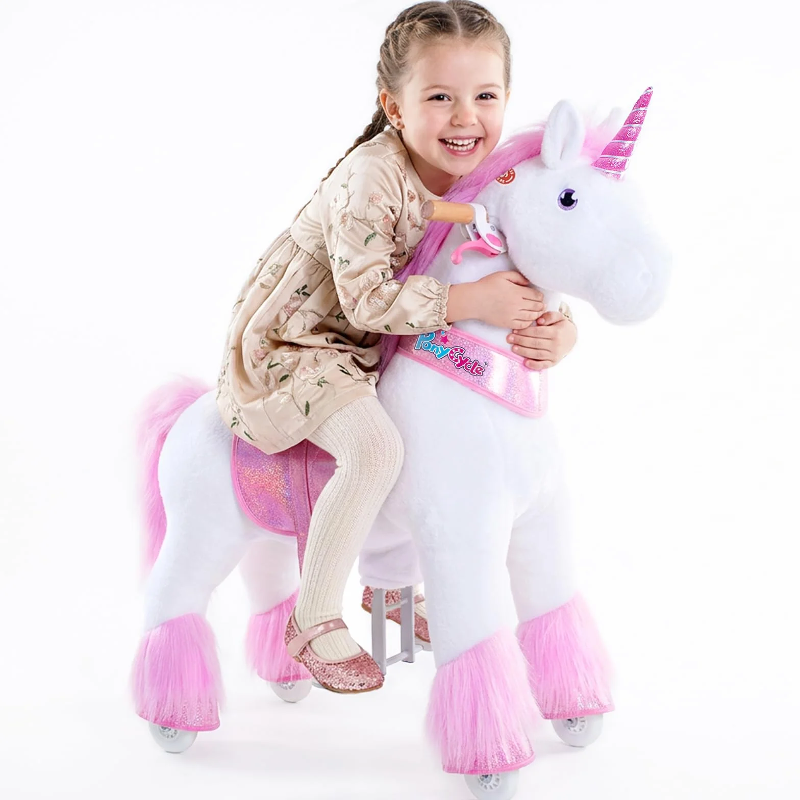 PonyCycle Ux402 Jednorożec na kółkach 90 cm Różowy