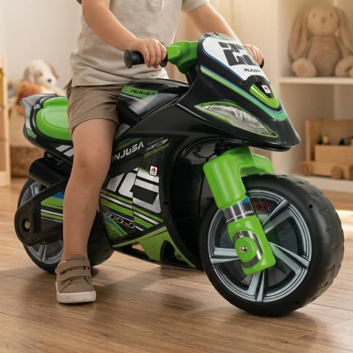 Jeździk Motocyklowy Dla Dzieci Winner XL – Czarny Motorek Biegowy Dla Dzieci Od 4 Do 7 Lat – Stabilny, Sportowy i Bezpieczny – Wyprodukowano w Hiszpanii - INJUSA