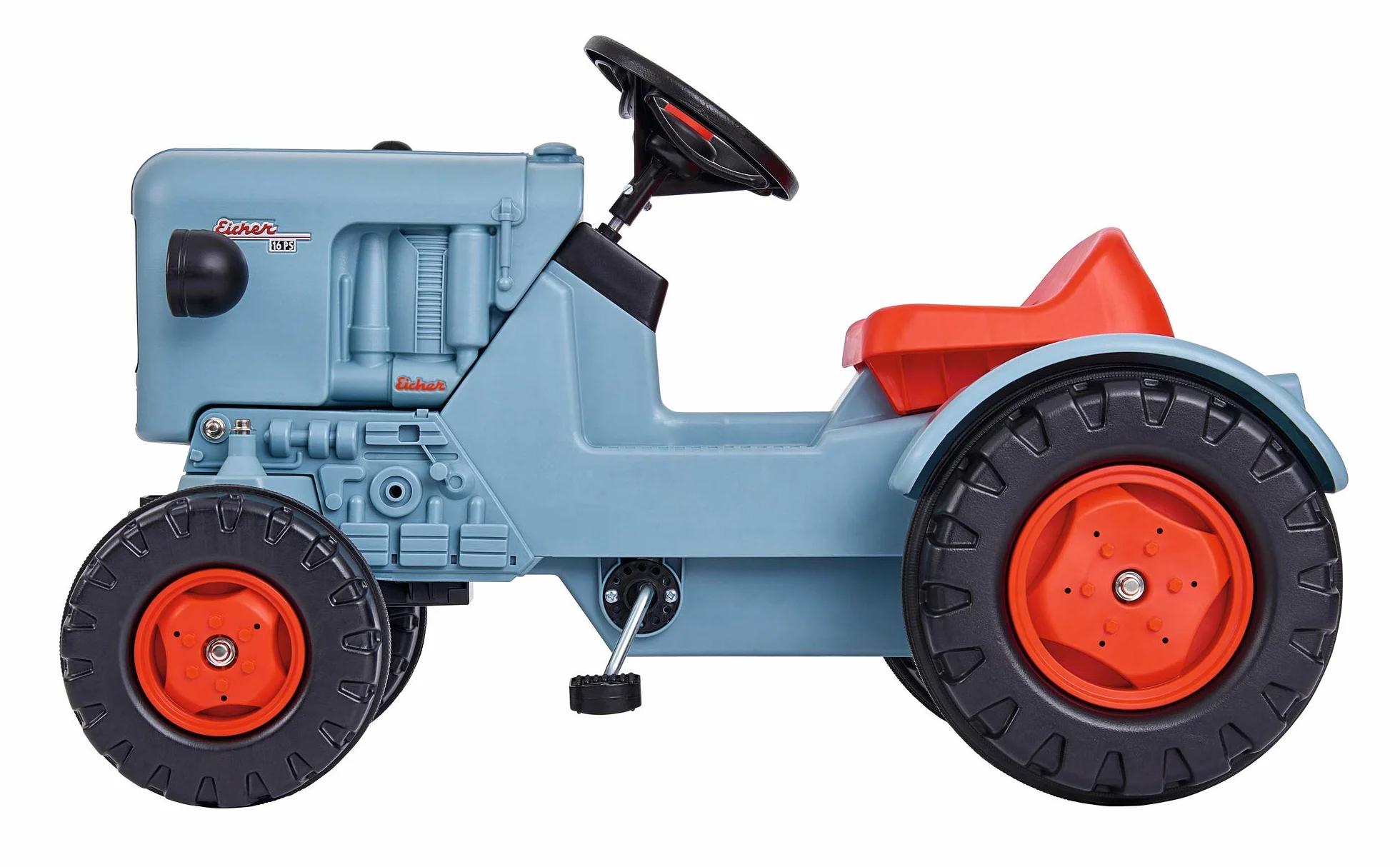 BIG Traktor Eicher Diesel ED 16 – traktor z 3-stopniową regulacją siedziska, pojazd dziecięcy z precyzyjnym napędem łańcuchowym, pojazd z pedałem dla dzieci od 3 lat