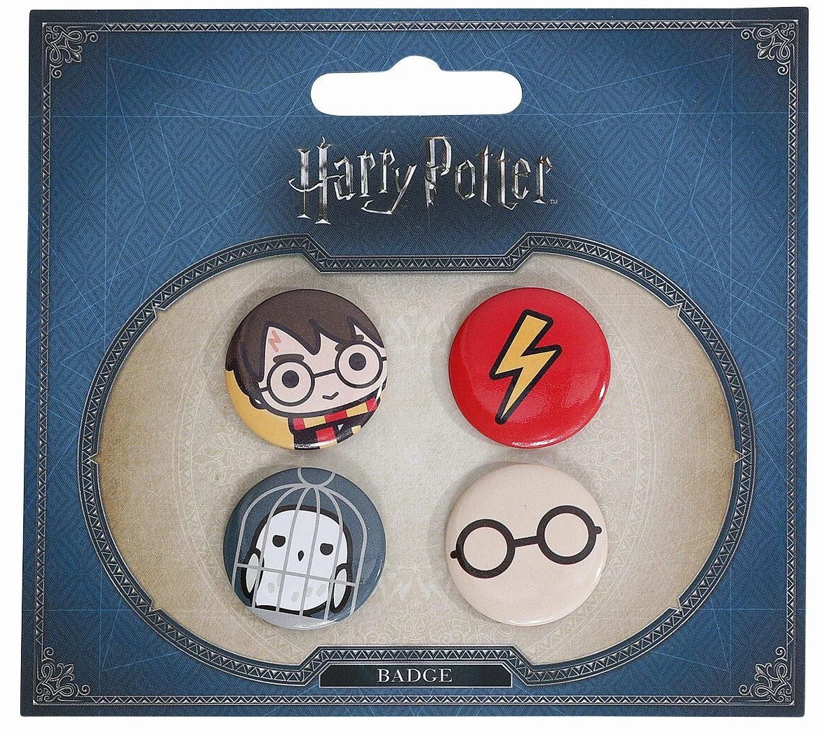HARRY POTTER Zestaw 4 pasujących przypinek Harry Potter
