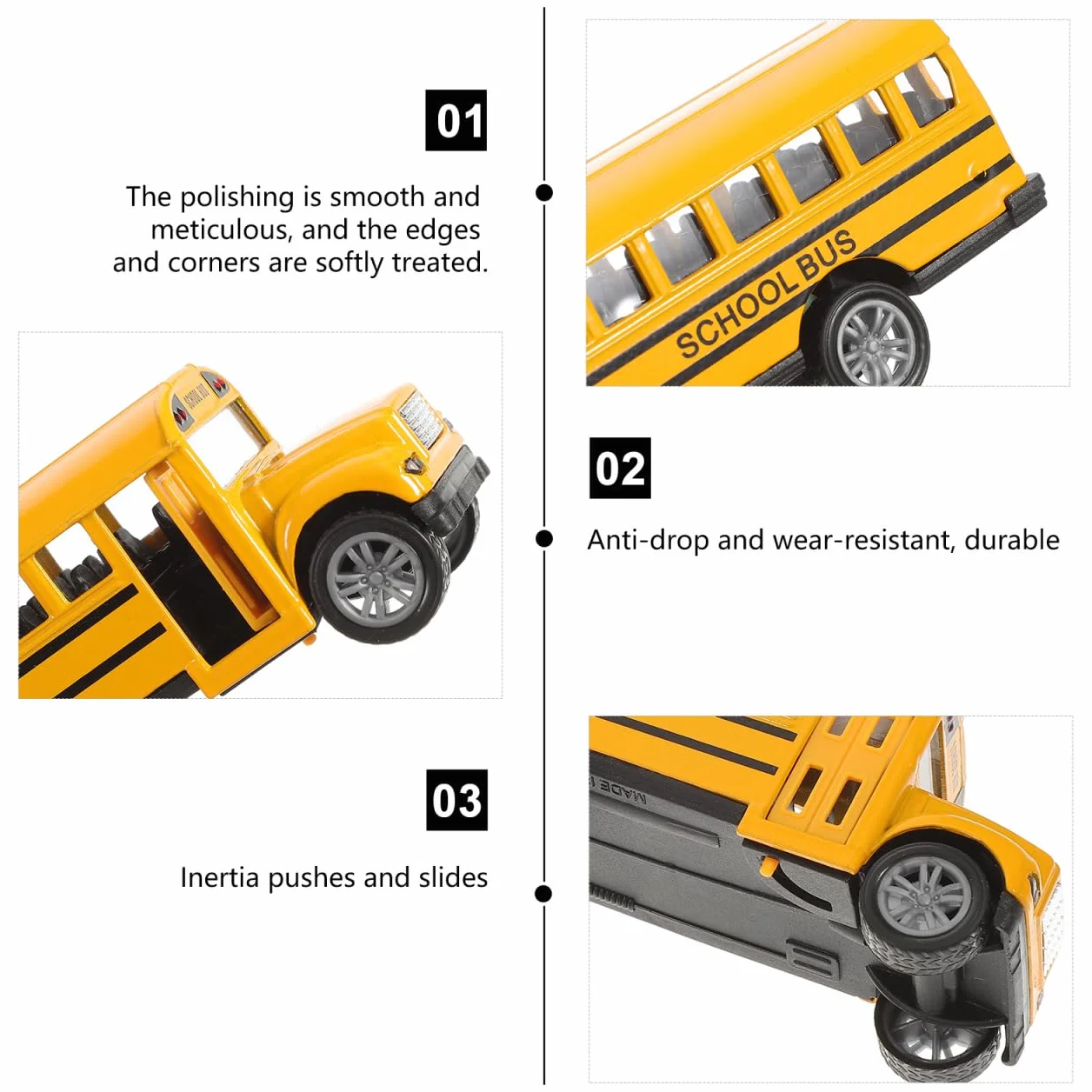 NUOBESTY Zabawka autobus szkolny 1:32 model dla dzieci
