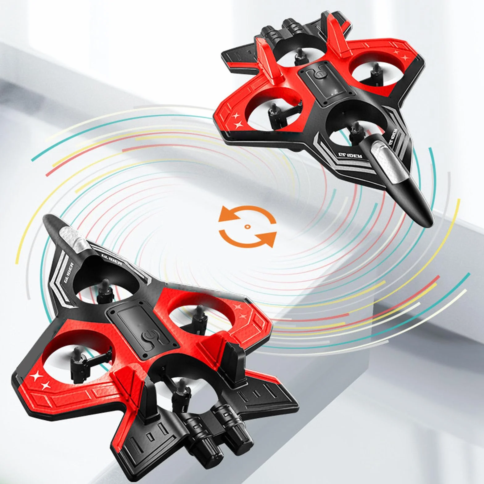 RC Slider, 2,4 GHz Zdalne Sterowanie Airpalne, 4 Ciągu Silnika | 3 Prędkości | 360 ° Kasketowe Samolotowe Samolotowe Zabawki światłami (Pojedyncza bateria)