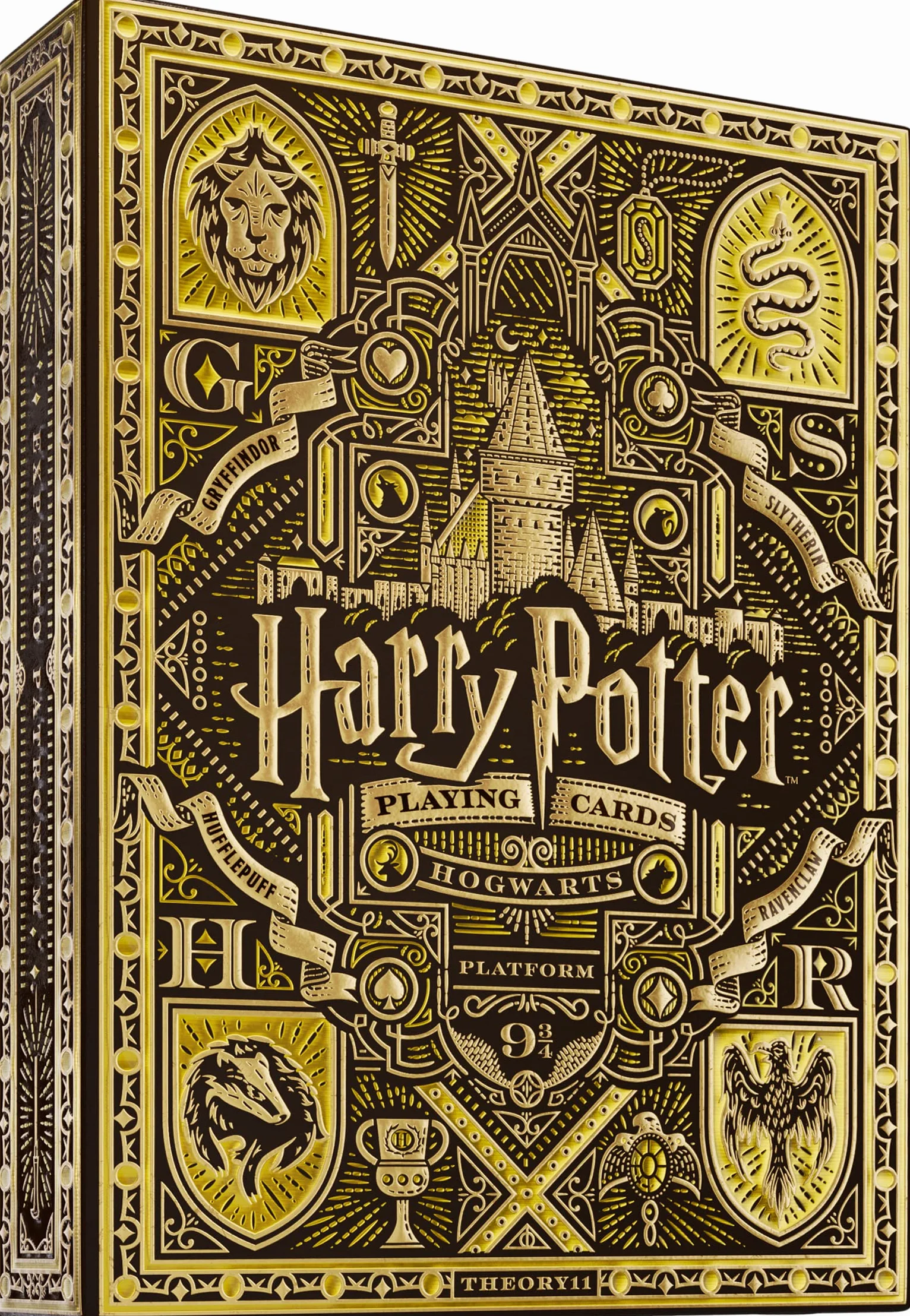 theory11 Karty do gry Harry Potter Wersja Żółta - Wysokiej jakości, 52 karty, Poker, Skat, Wyprodukowane w USA, Żółte, Unisex, 3+ lata, 36 miesięcy