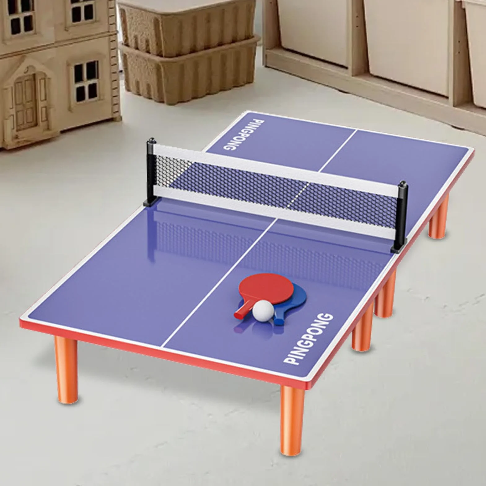 Small Ping Pong Table Set, Compact Ping Pong Table, Foldable Ping Pong Table, Weatherproof Stable Table Tennis Tables, Multi Games Table, Easy To Use, Portable for Kids Adults Game Rooms