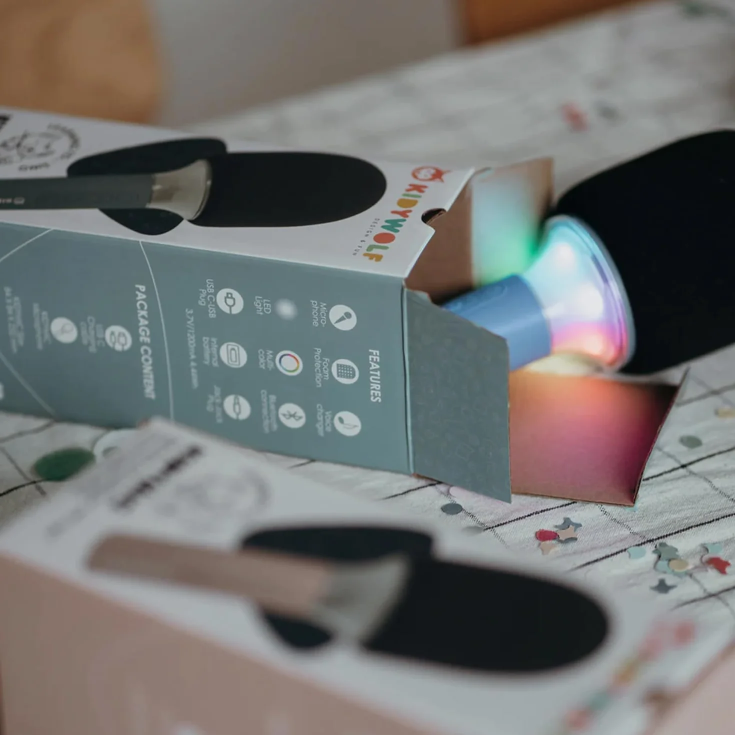 KIDYWOLF - Mikrofon Bluetooth mit Licht blau